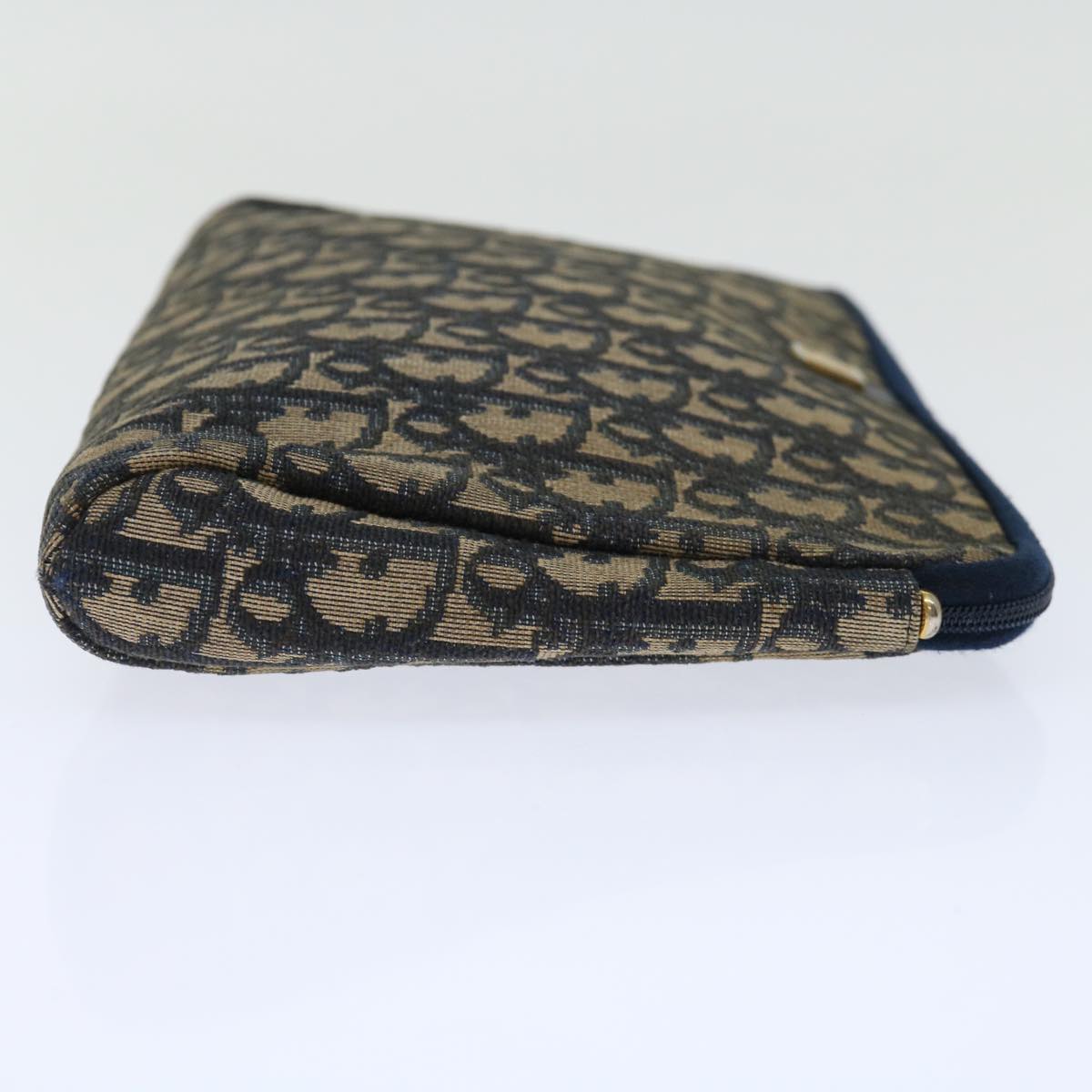 CHRISTIAN DIOR Trotter Canvas Clutch Bag Canvas Navy Auth 70638