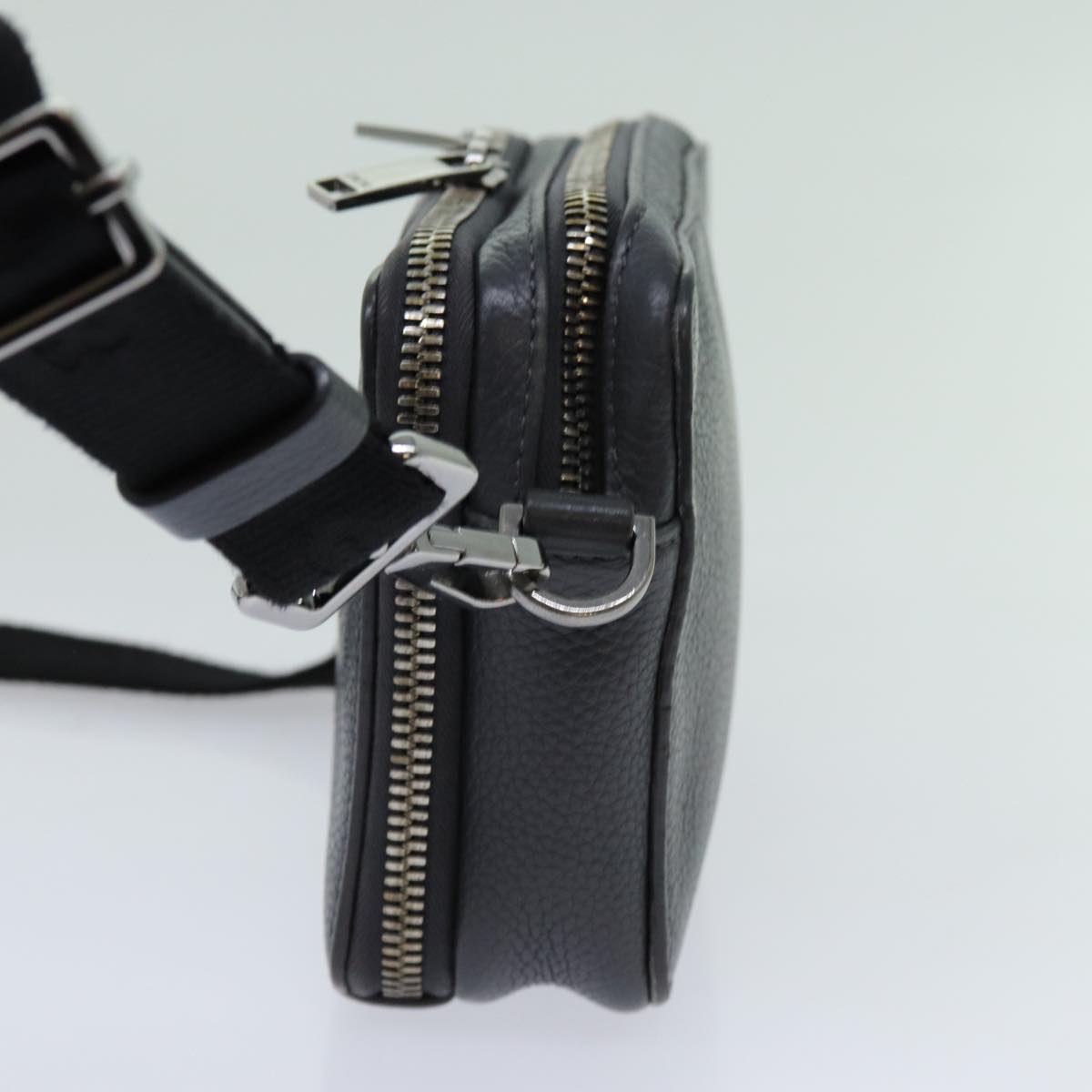 CHRISTIAN DIOR Shoulder Bag Leather Gray Auth 70772A