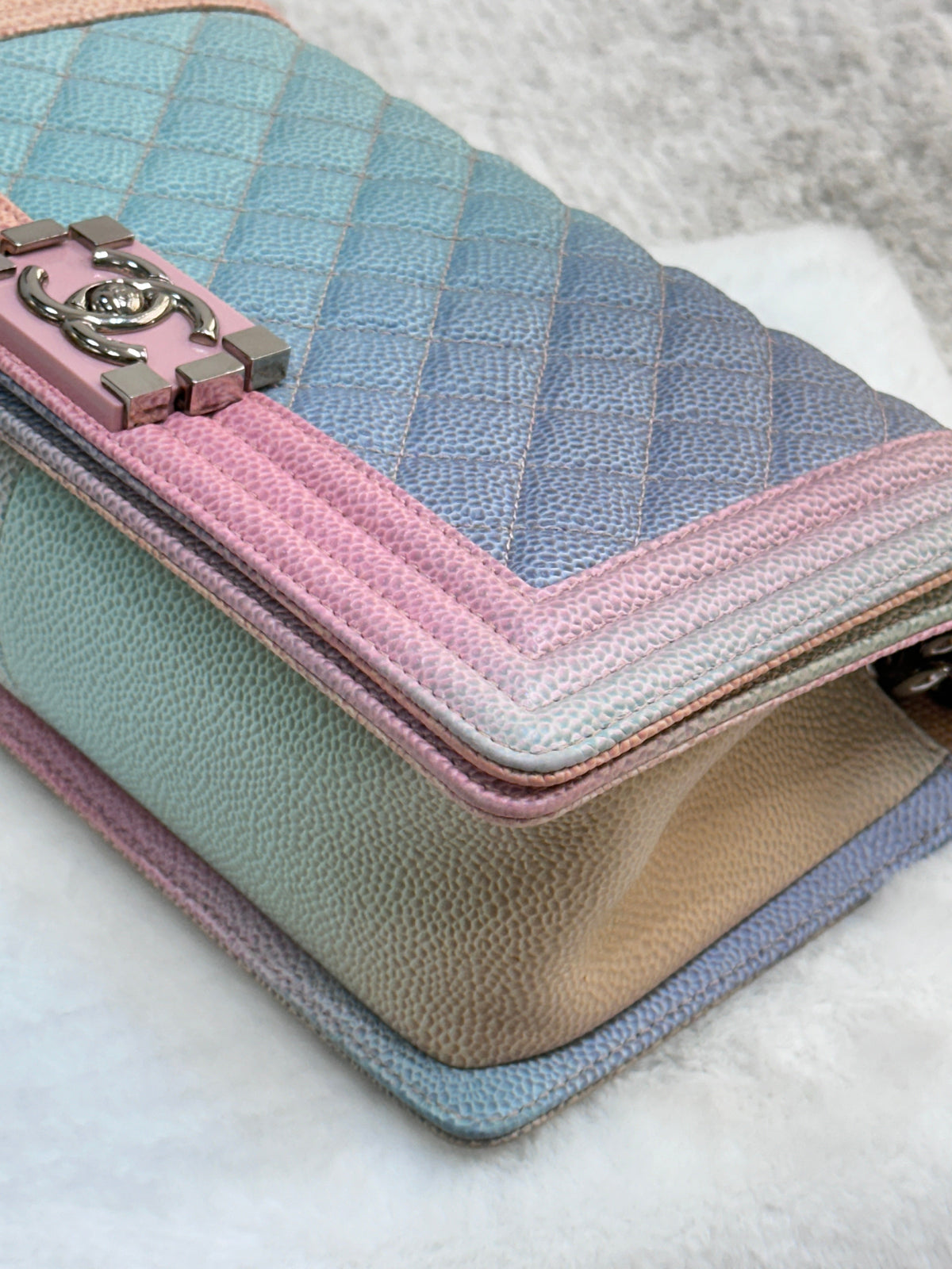 Chanel Rainbow Qulited Caviar Boy Bag Medium