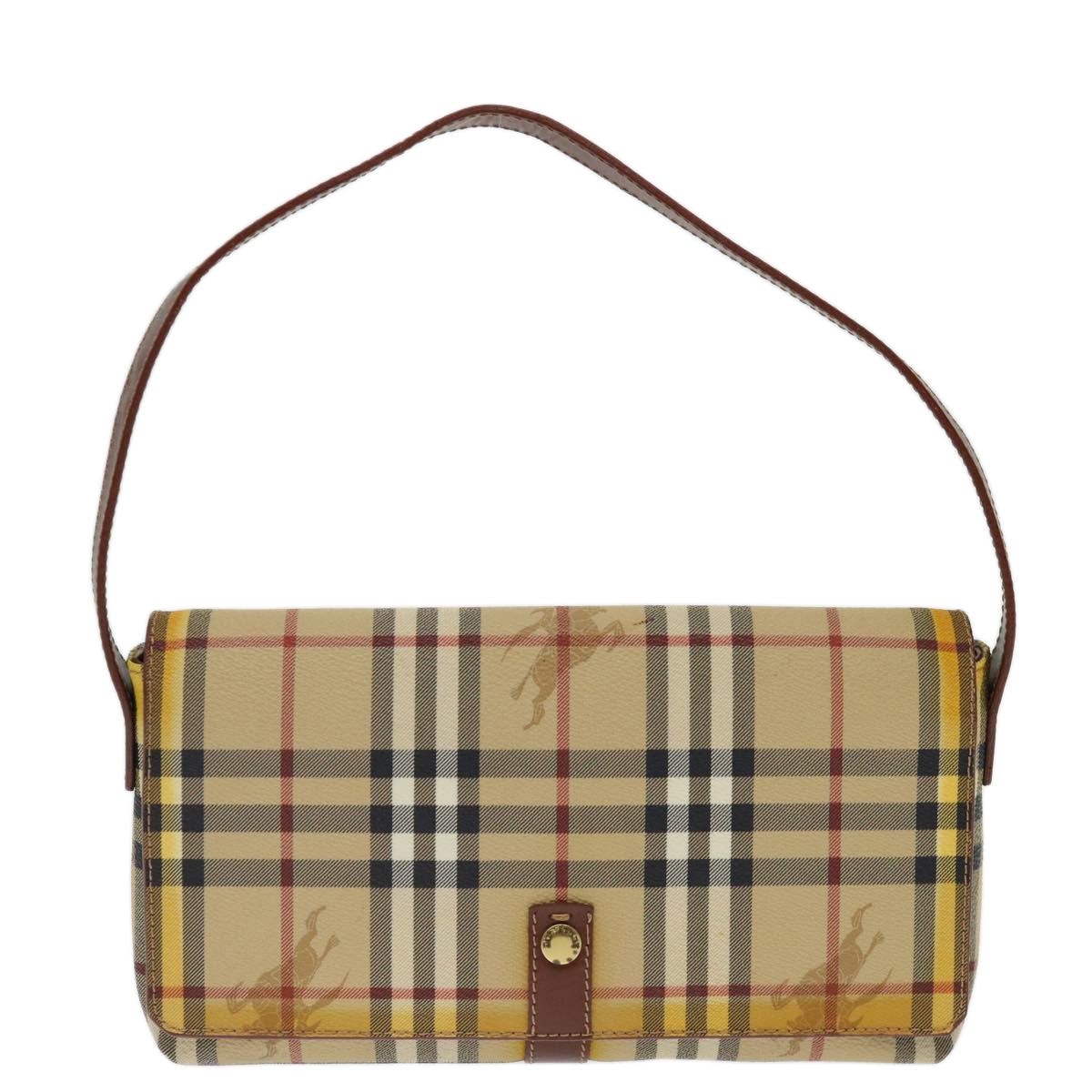 BURBERRY Nova Check Shoulder Bag PVC Beige Brown Auth 70944