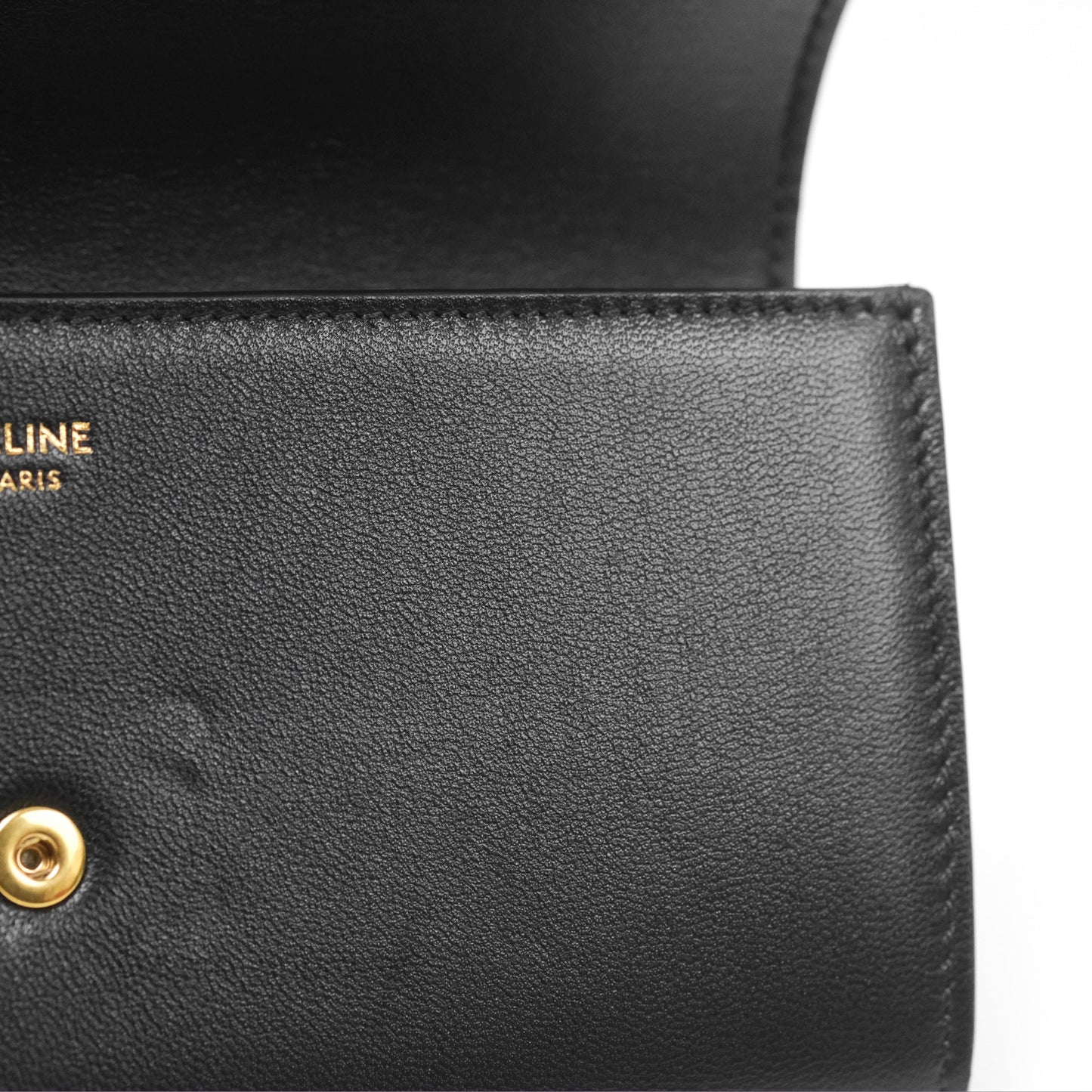 Celine Large Wallet Triomphe in Shiny Calfskin Black Gold Hardware