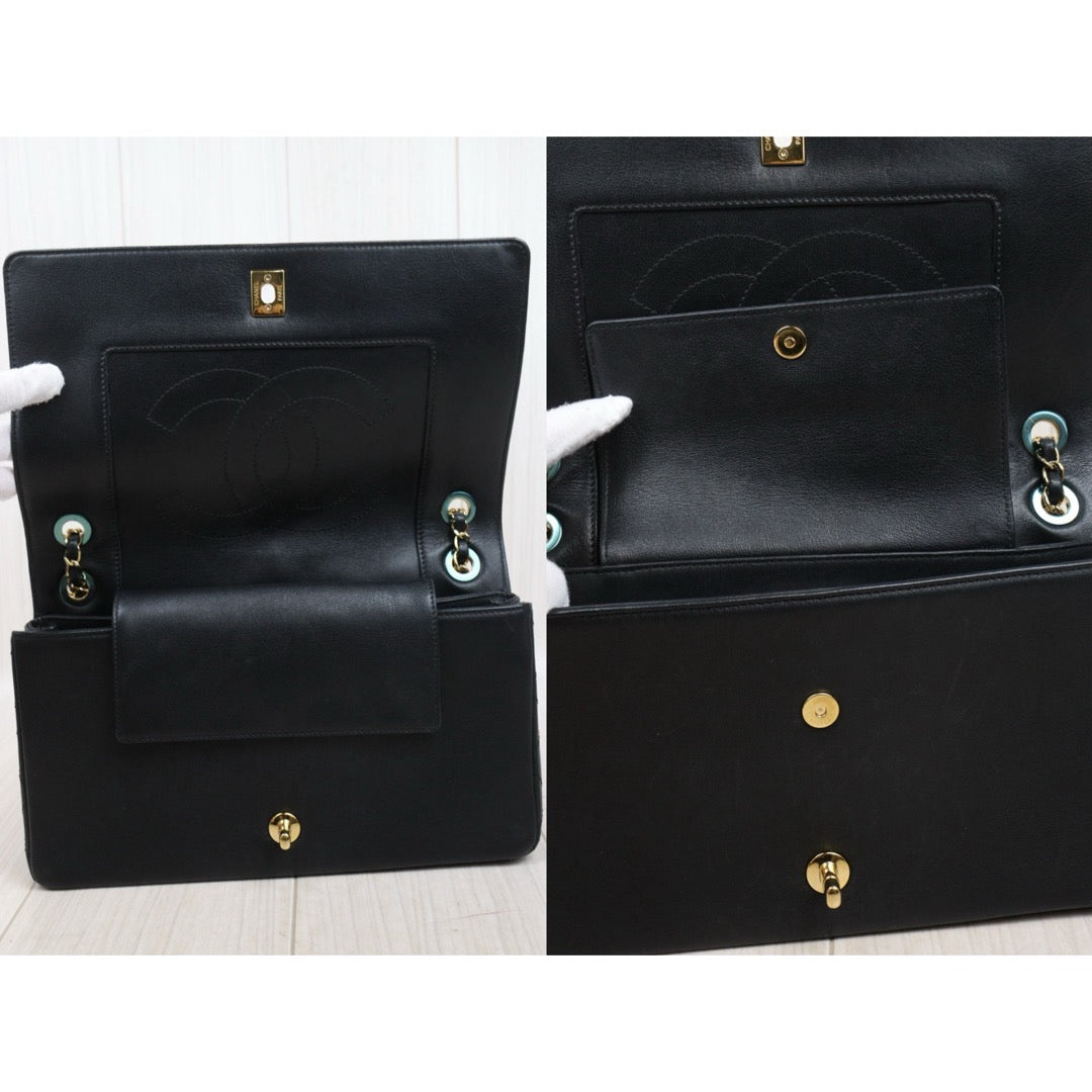 Good ( Rank AB)｜ CHANEL Matrasse Calf Leather Double  Flap Bag Black Made in 2016-2016Year｜Y25061703