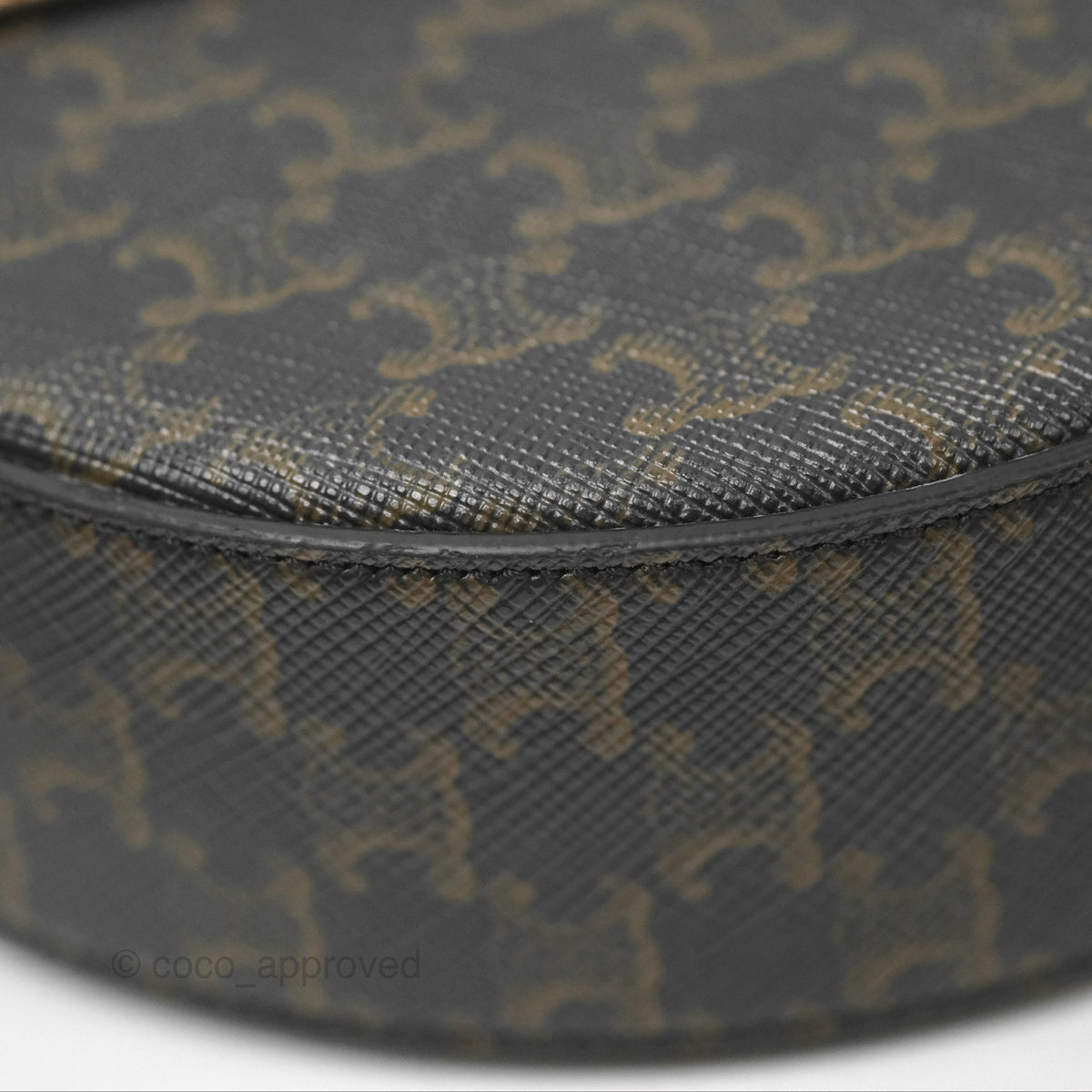 Celine Round Purse on Strap Triomphe Canvas Tan