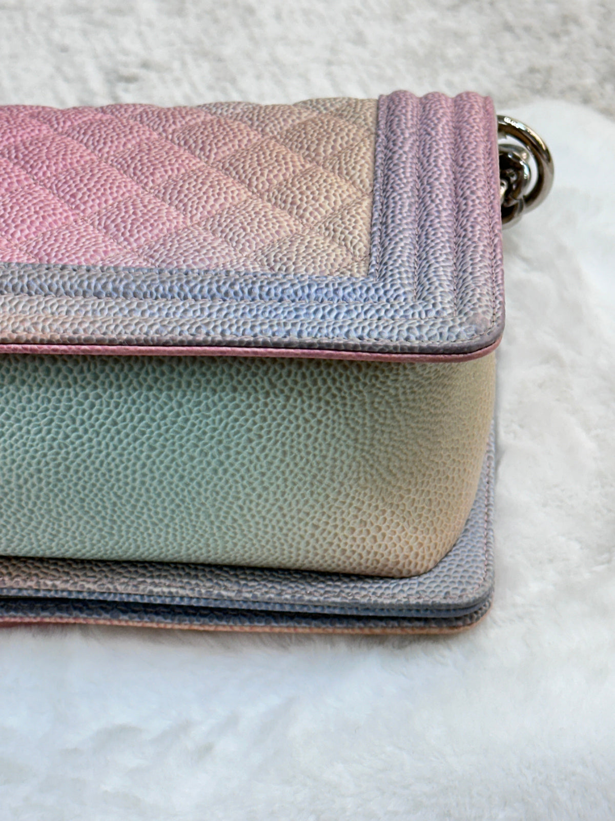 Chanel Rainbow Qulited Caviar Boy Bag Medium