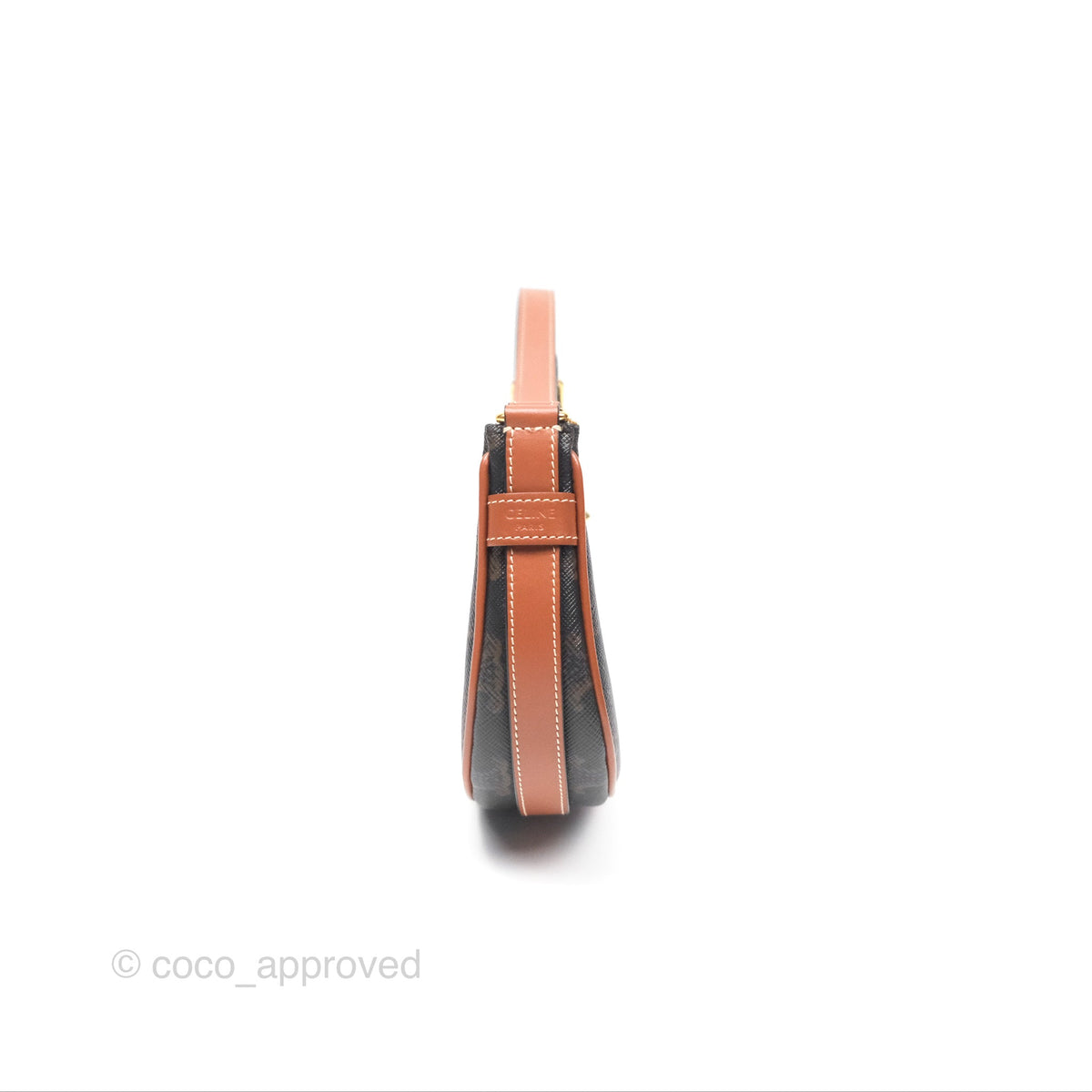 Celine Mini Ava Bag In Triomphe Canvas Calfskin Tan