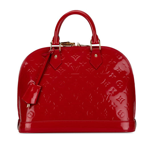 Louis Vuitton Monogram Vernis Alma MM Handbag M90098 Rose Andy Red Patent Leather  Louis Vuitton