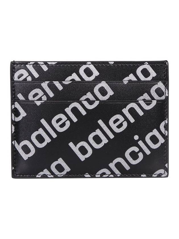 Luxury Balenciaga  All Over Logo Card Wallet Black