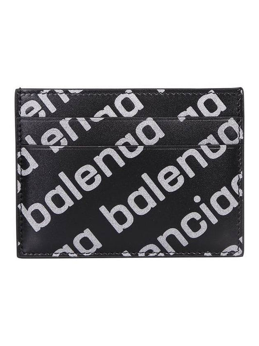 Luxury Balenciaga  All Over Logo Card Wallet Black