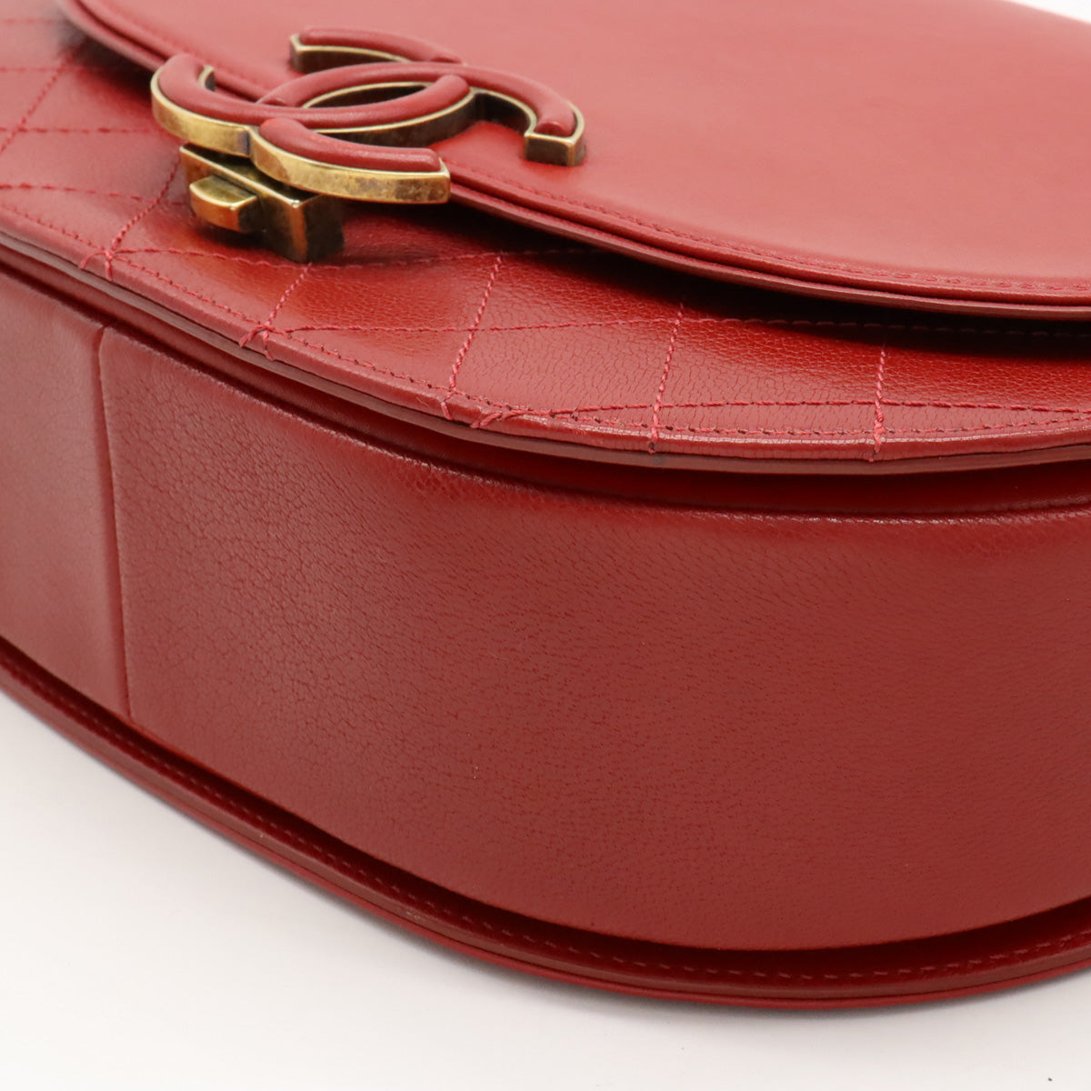Chanel Coconut Matrasse Chain Shoulder Bag Posket 2WAY Leather Red Gold  A93461