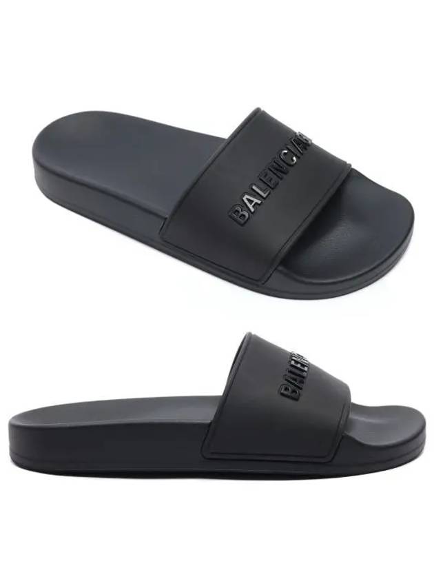 Luxury Balenciaga  Women's Logo Slide Slippers Black