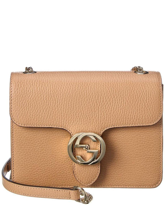 Gucci Interlocking G Small Leather Shoulder Bag, Brown
