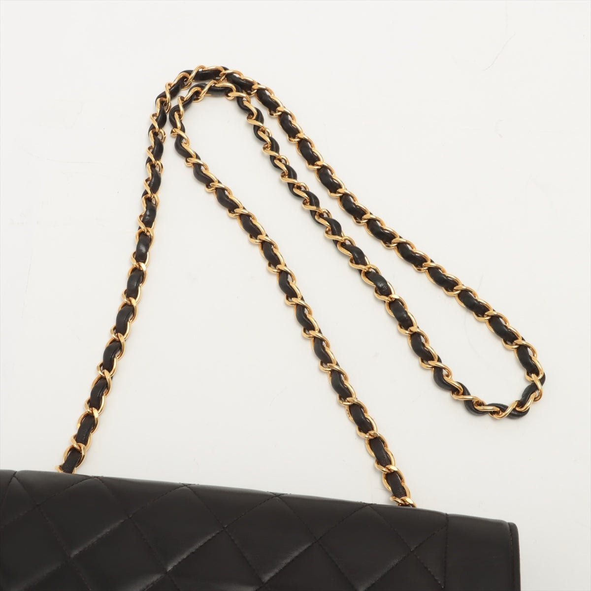 Chanel Matrasse  Single Flap Single Chain Bag Diamond Flap Black Gold  3rd