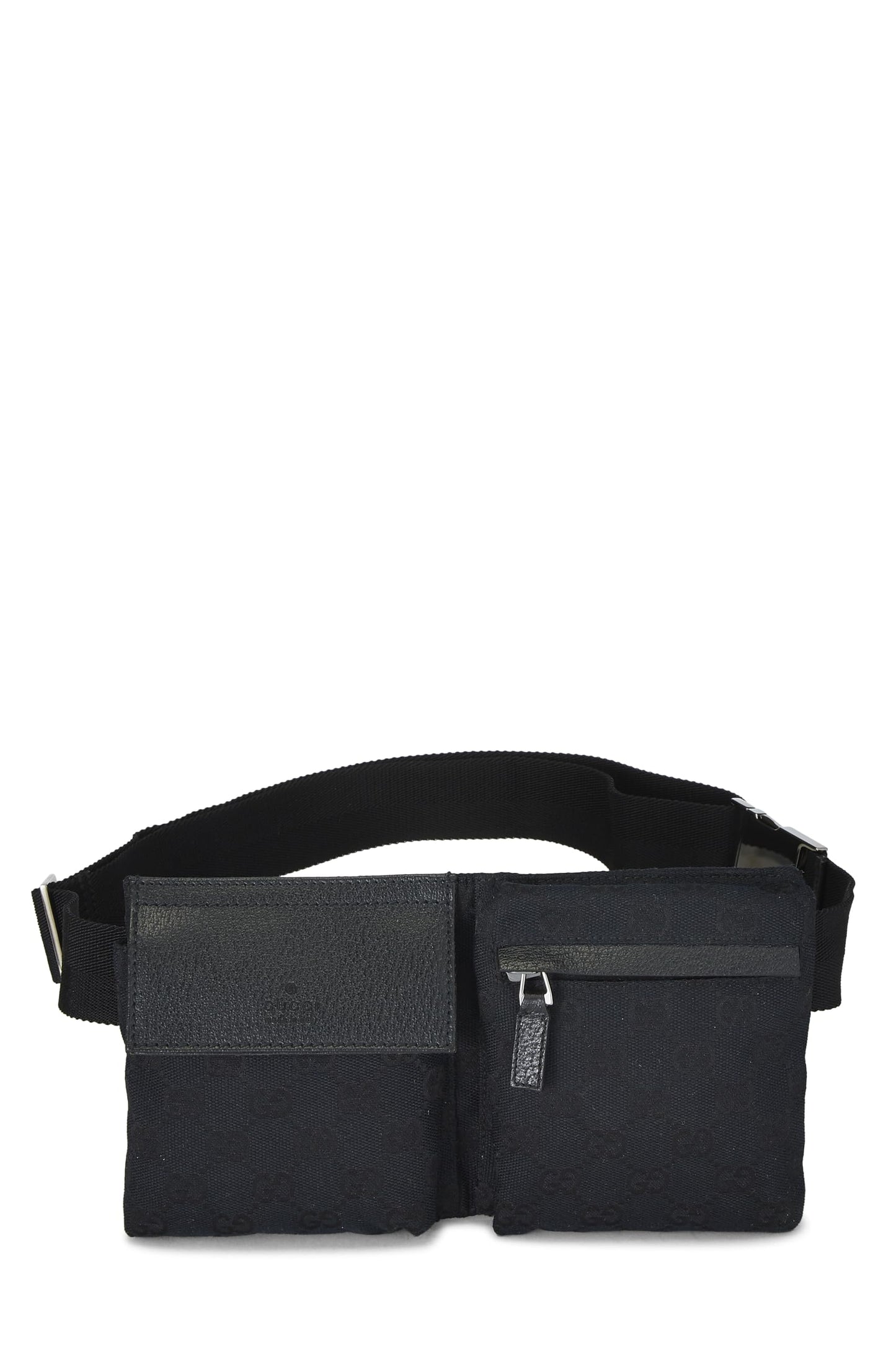Gucci, Black GG Canvas Double Pocket Waist Pouch Small, Black
