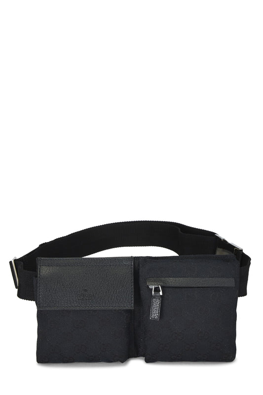Gucci, Black GG Canvas Double Pocket Waist Pouch Small, Black
