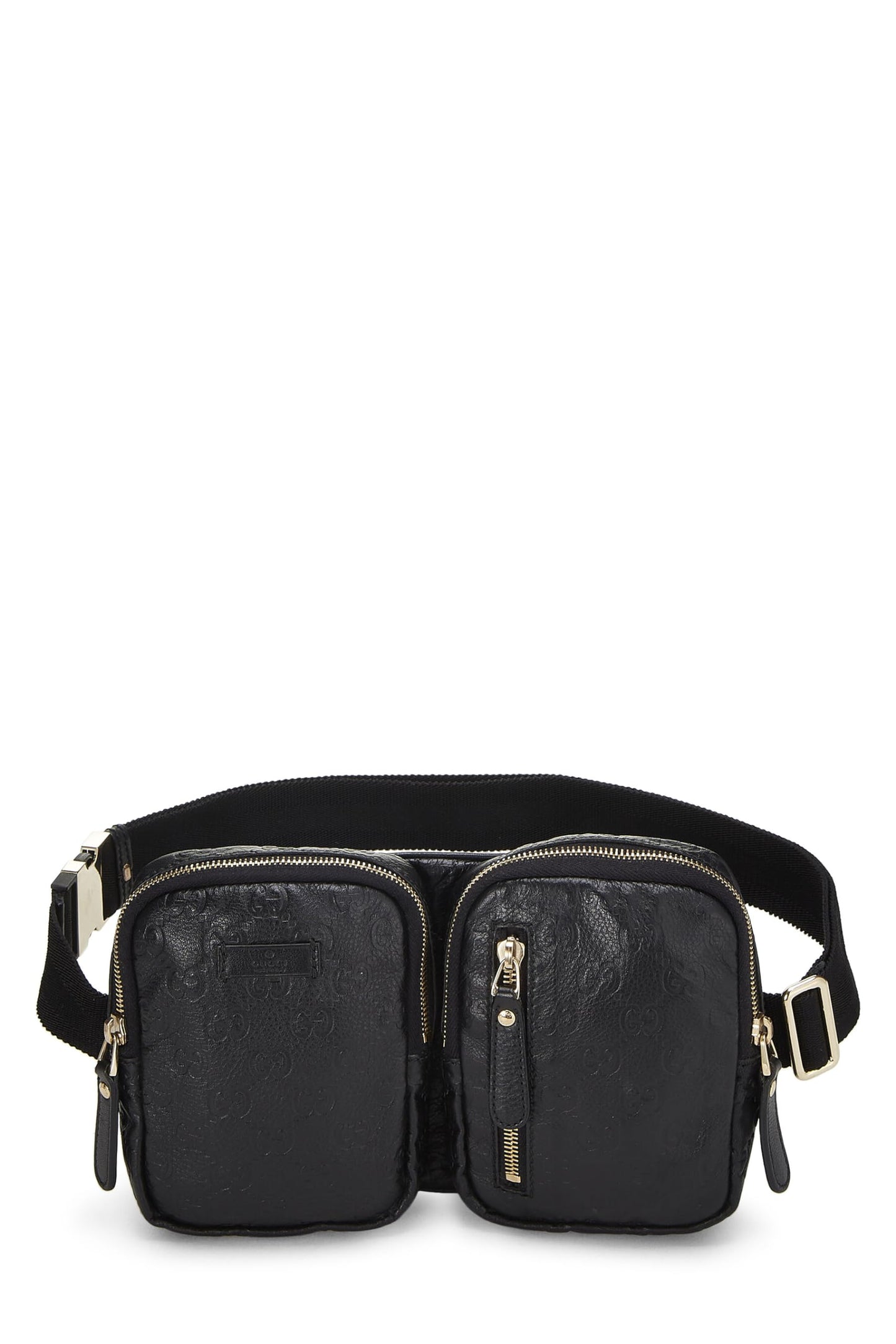 Gucci, Black Guccissima Double Pocket Waist Pouch Small, Black