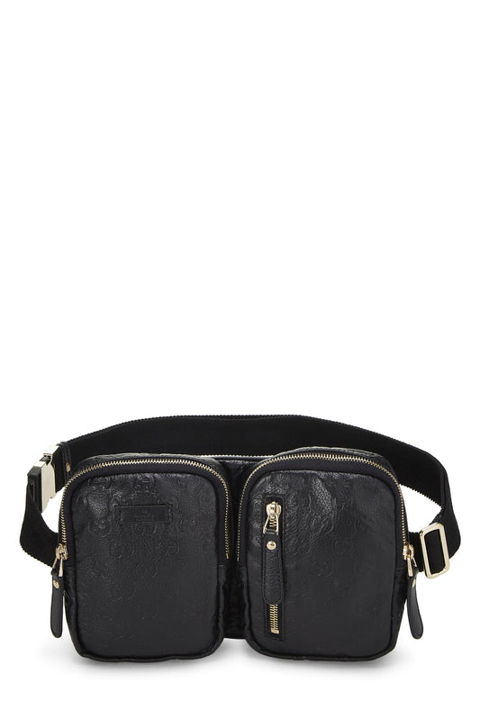 Gucci, Black Guccissima Double Pocket Waist Pouch Small, Black