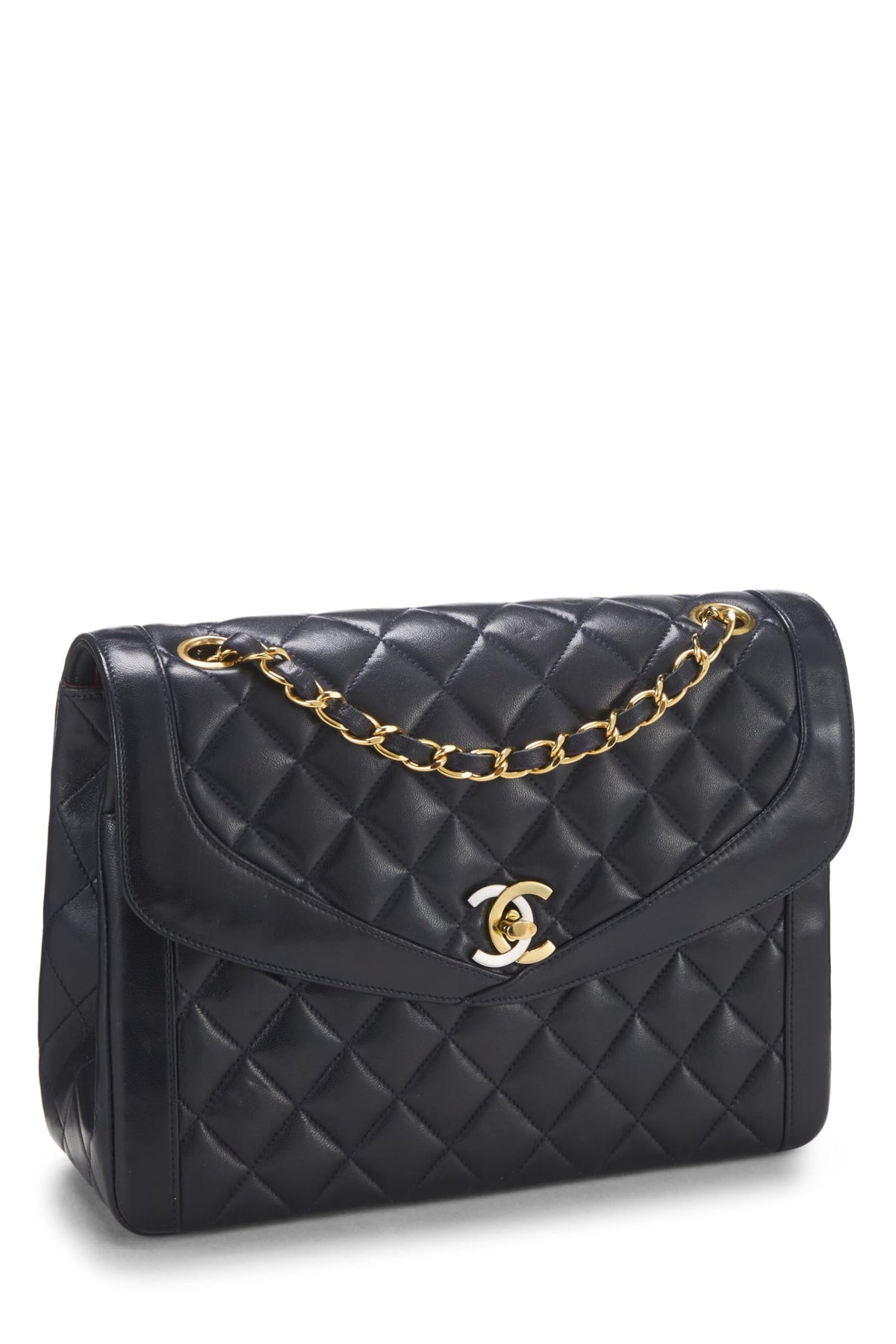 Chanel,  Black Quilted Lambskin Paris Limited Double Flap Small, Navy