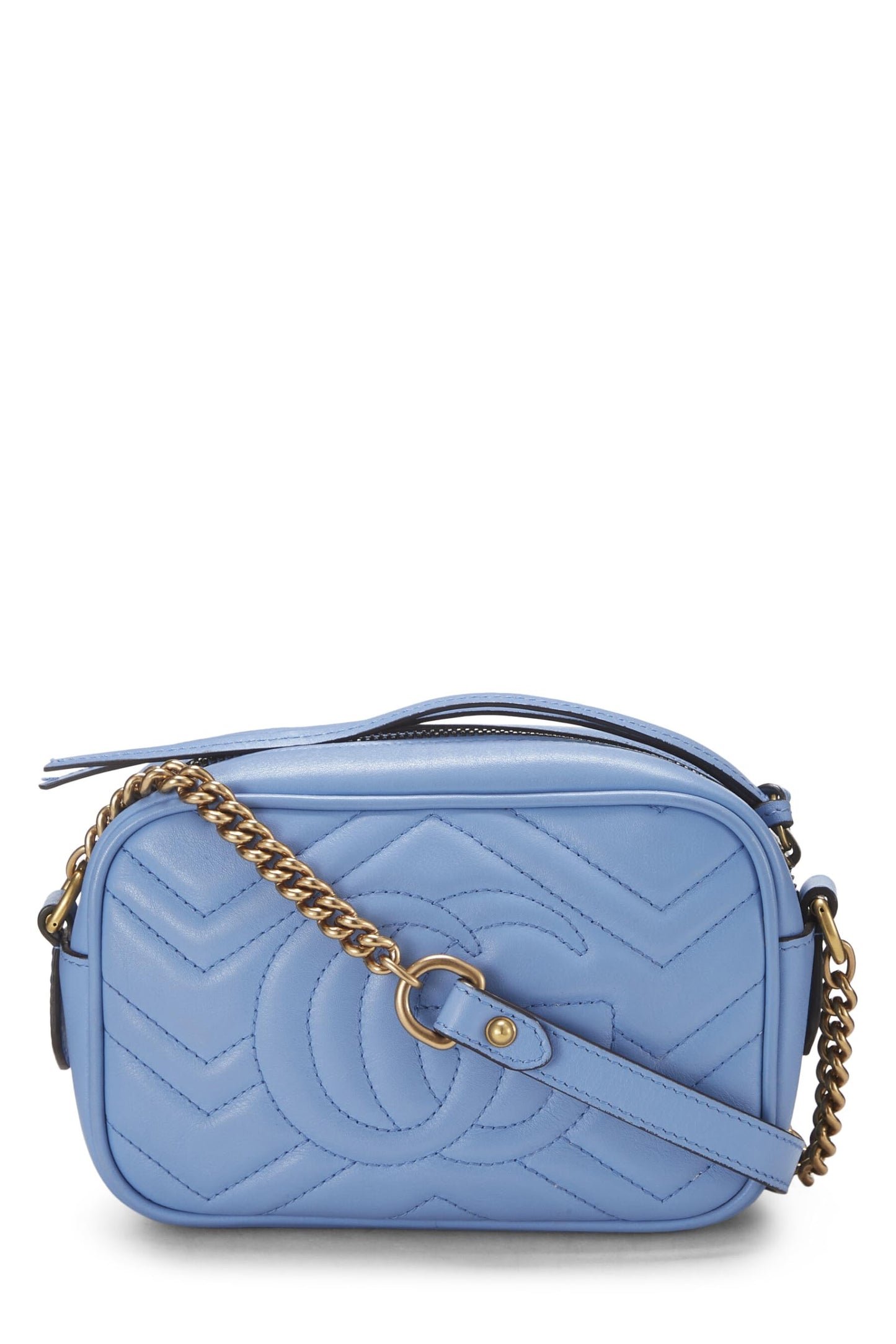 Gucci, Blue Leather GG Marmont Crossbody Mini, Blue