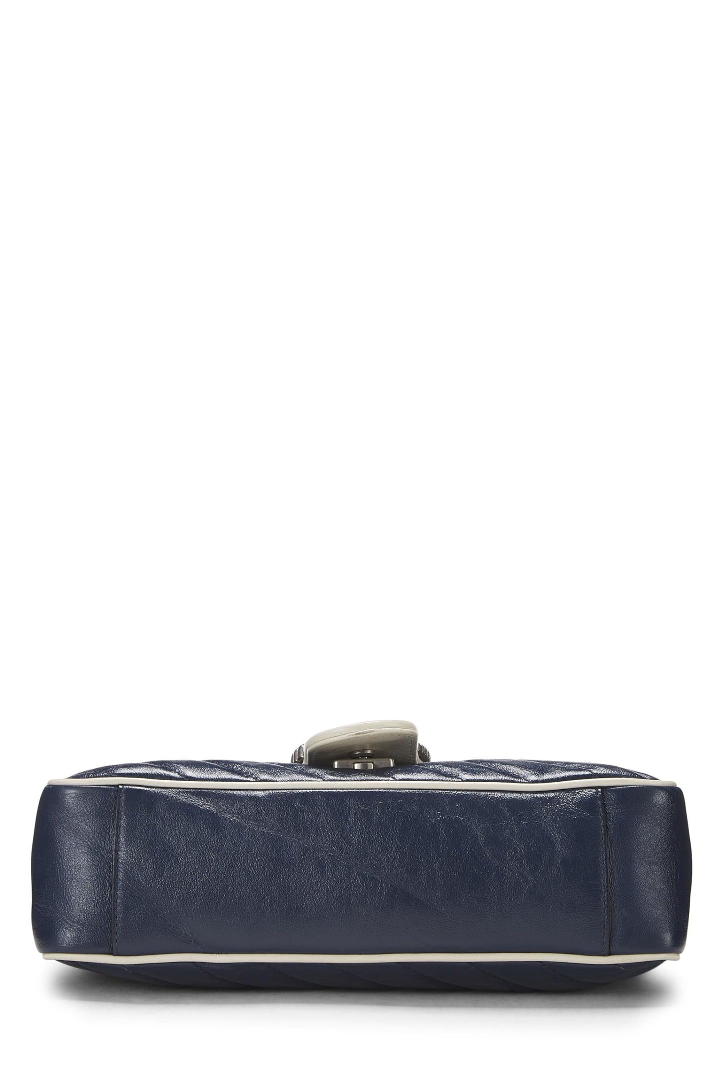 Gucci, Navy Leather Torchon GG Marmont Shoulder Bag Small, Navy