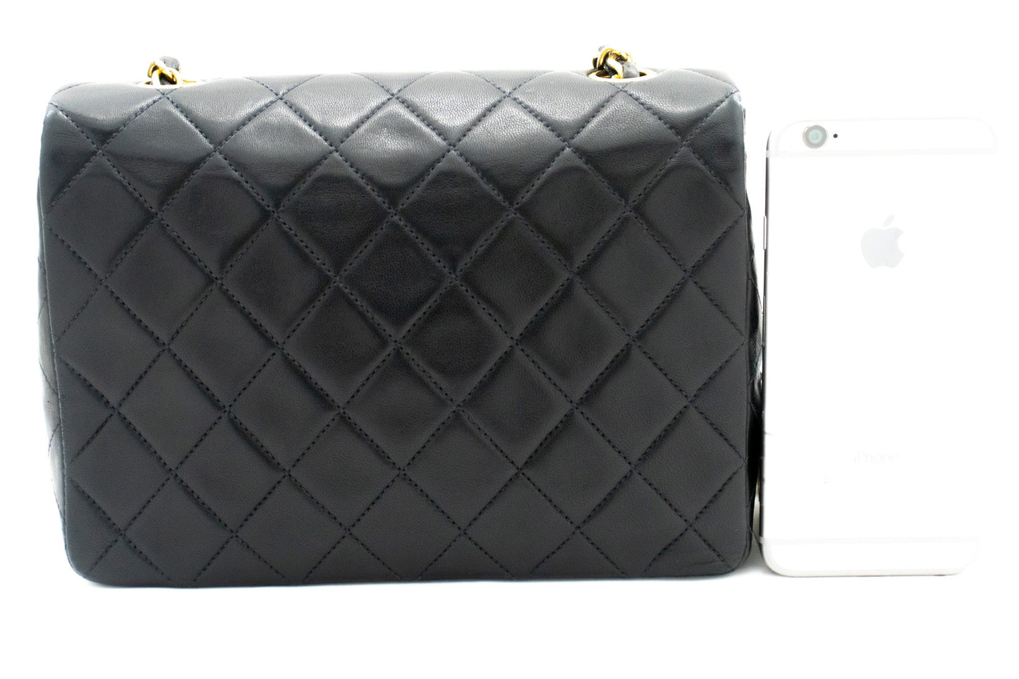 CHANEL Mini Square Small Chain Shoulder Bag Crossbody Black Quilt