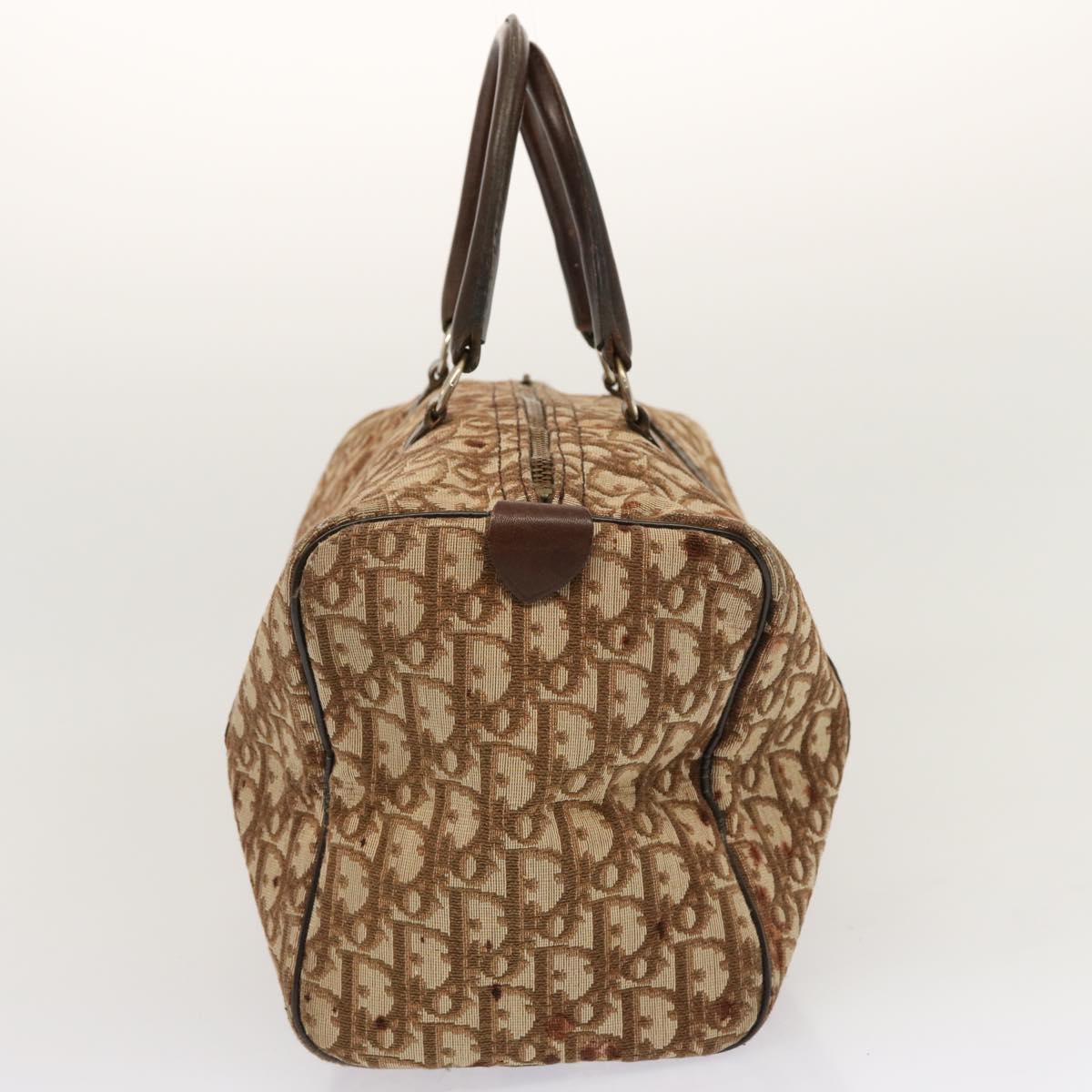 CHRISTIAN DIOR Trotter Canvas Boston Bag Brown Auth 71020