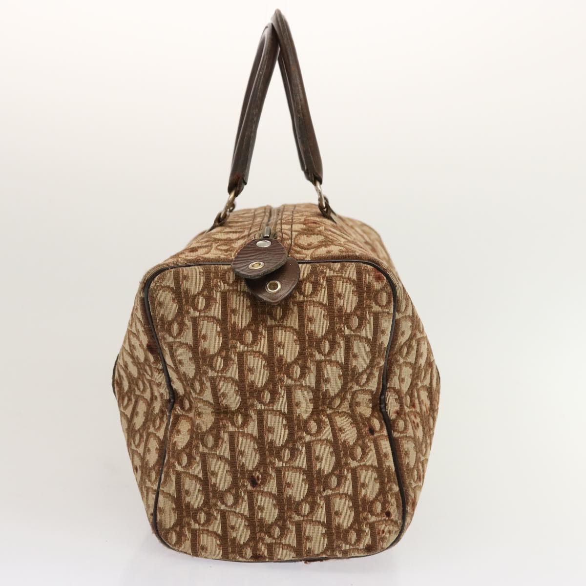 CHRISTIAN DIOR Trotter Canvas Boston Bag Brown Auth 71020