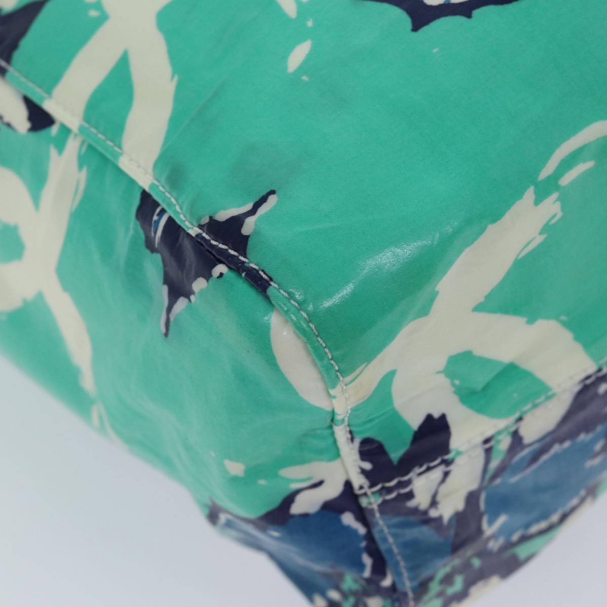 CHANEL Tote Bag Vinyl coating Green CC Auth 71032