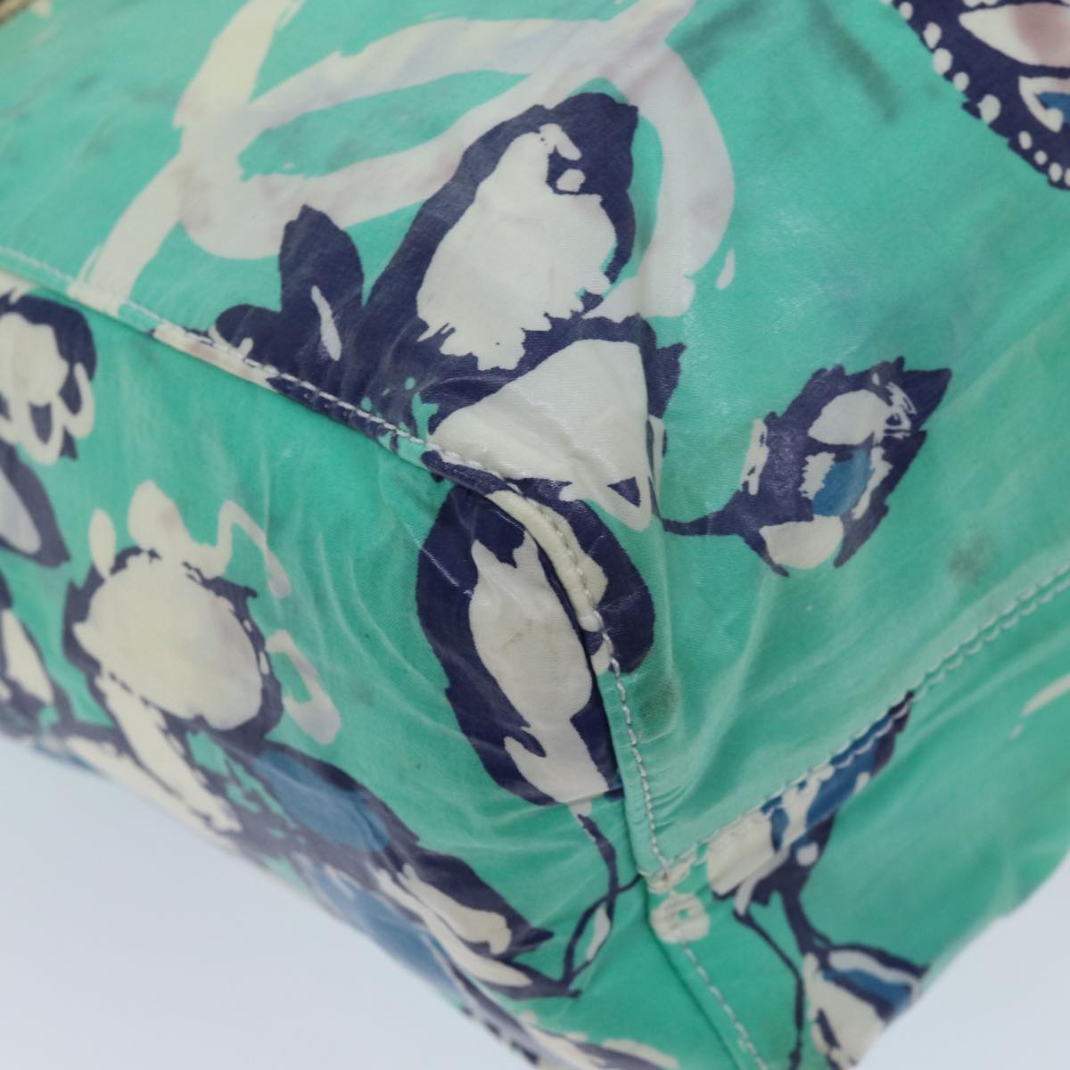 CHANEL Tote Bag Vinyl coating Green CC Auth 71032