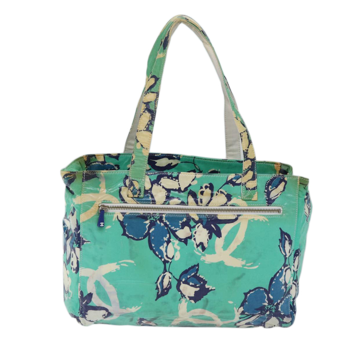 CHANEL Tote Bag Vinyl coating Green CC Auth 71032