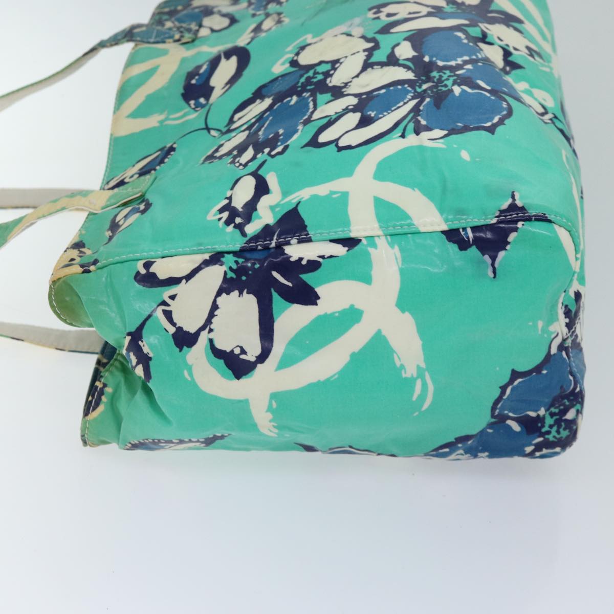 CHANEL Tote Bag Vinyl coating Green CC Auth 71032