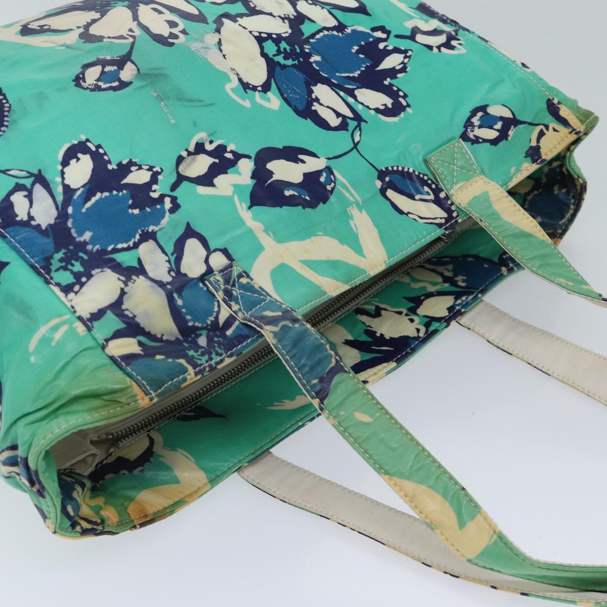 CHANEL Tote Bag Vinyl coating Green CC Auth 71032