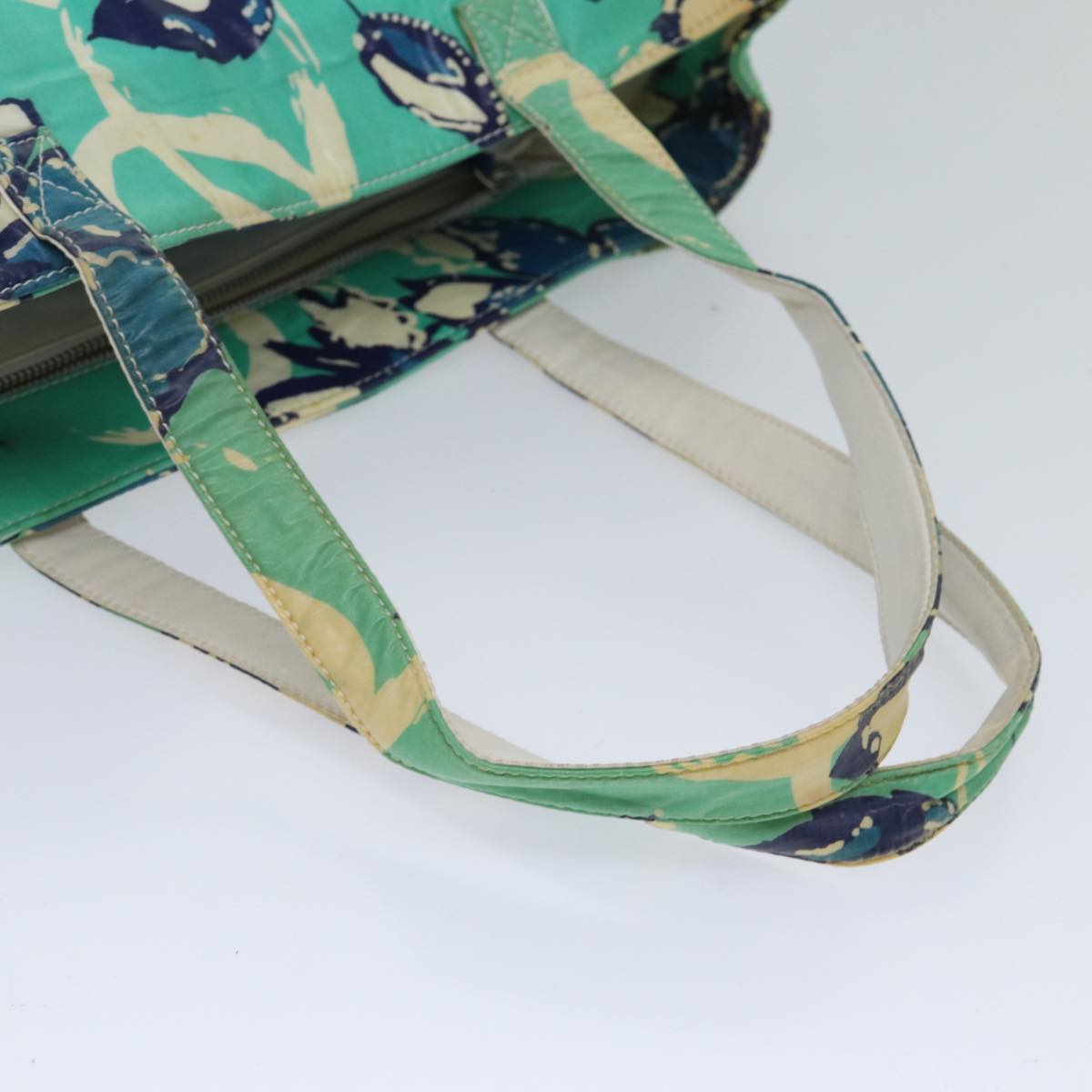 CHANEL Tote Bag Vinyl coating Green CC Auth 71032