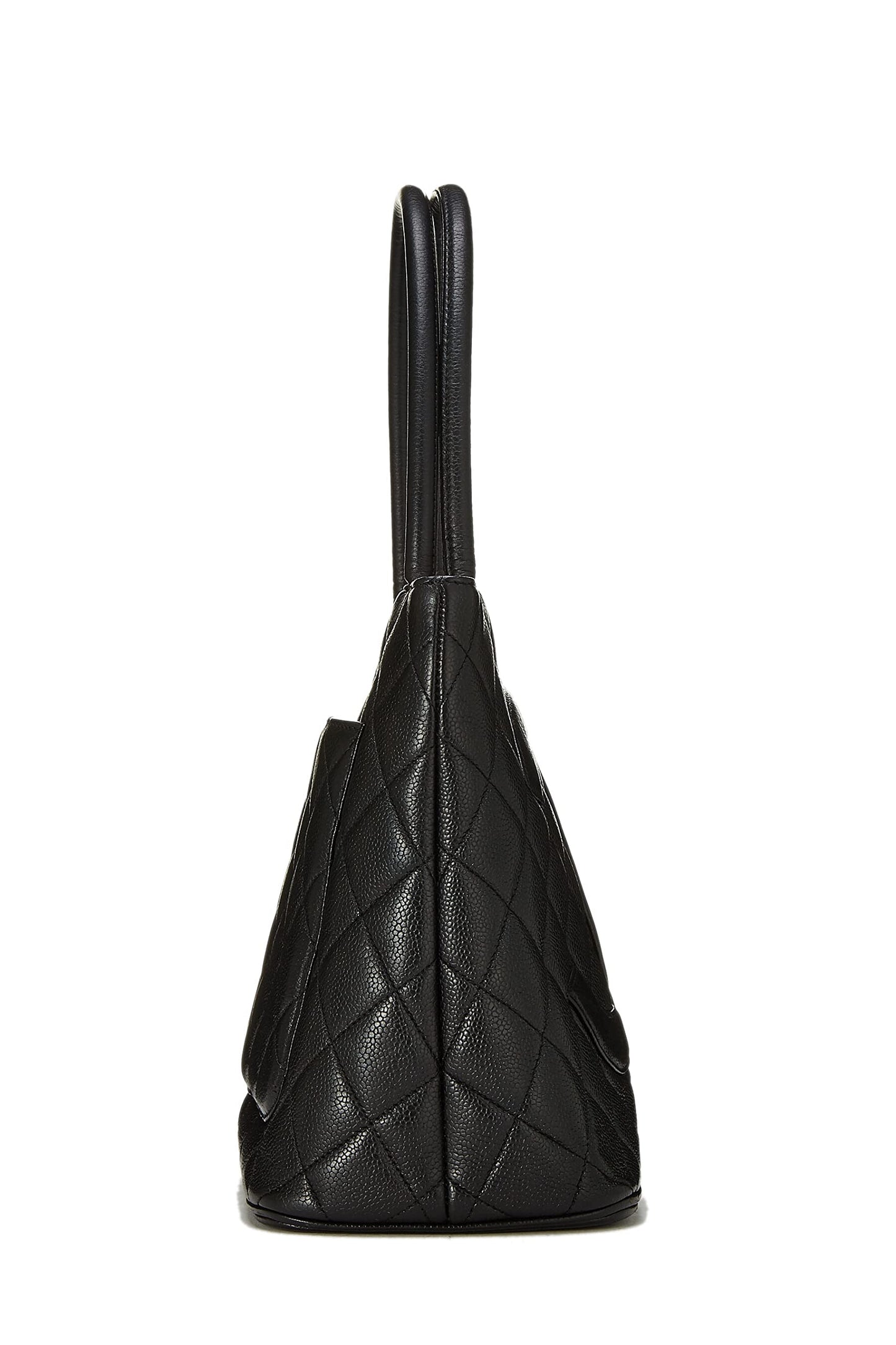 Chanel,  Black Quilted Caviar Medallion Tote, Black