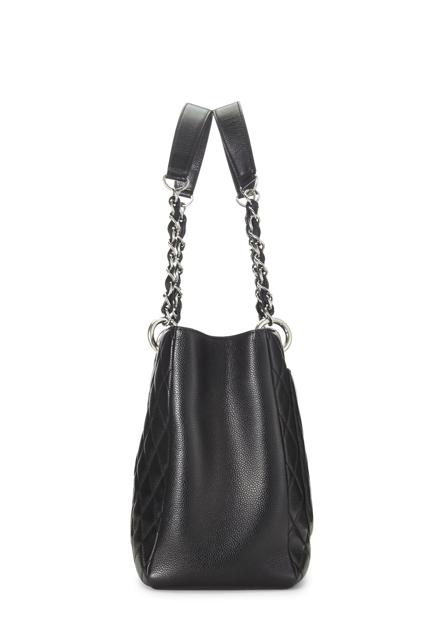 Chanel,  Black Quilted Caviar Grand Shopping Tote (GST), Black