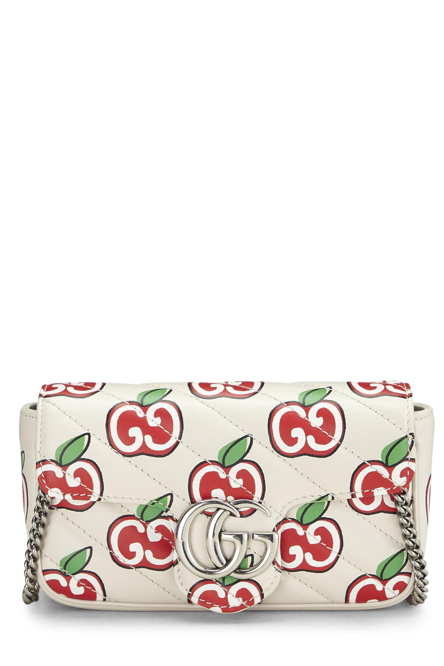 Gucci, White & Multicolor Leather Valentine's Day Marmont Super Mini, White