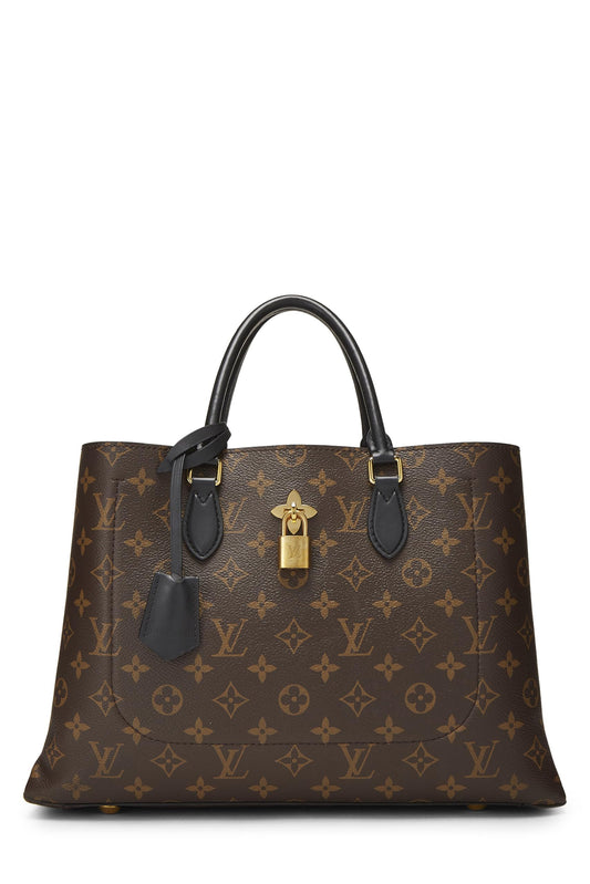 Louis Vuitton,  Black Monogram Flower Zip Tote MM, Black