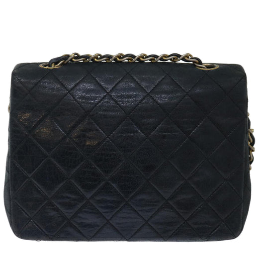 Top Quality Chanel Matelasse Chain Shoulder Bag Lamb Skin Black CC Auth 71178A