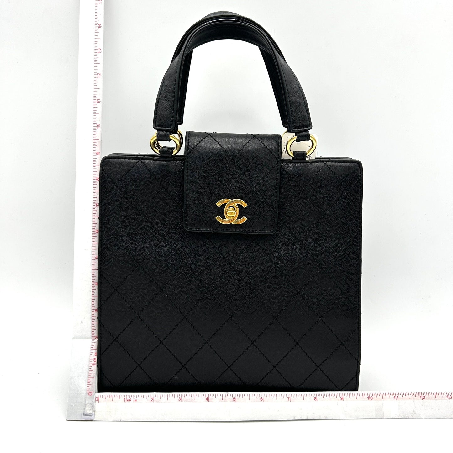 Chanel Patent Quilted Top Handle Tote Black ch88180gs