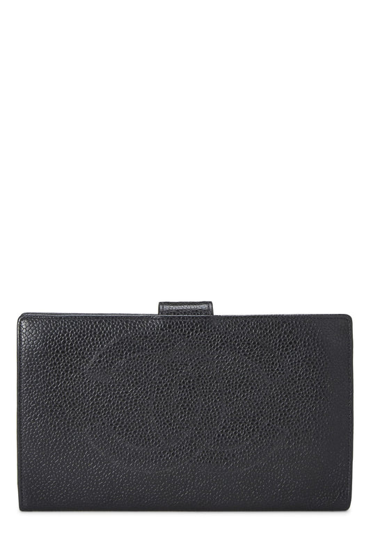 Chanel,  Black Caviar Timeless 'CC' Long Wallet, Black