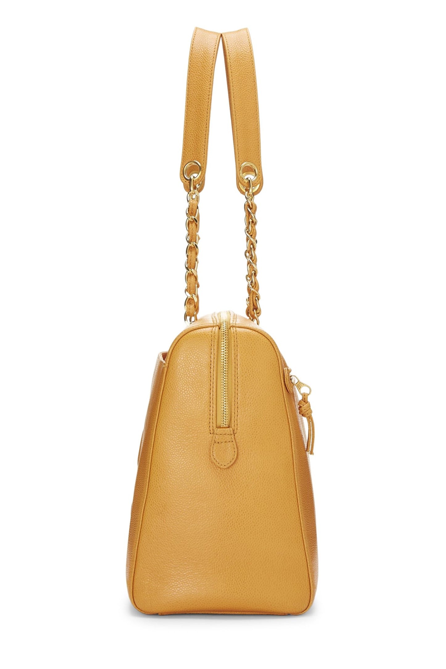 Chanel,  Orange Caviar Zip Tote Small, Orange