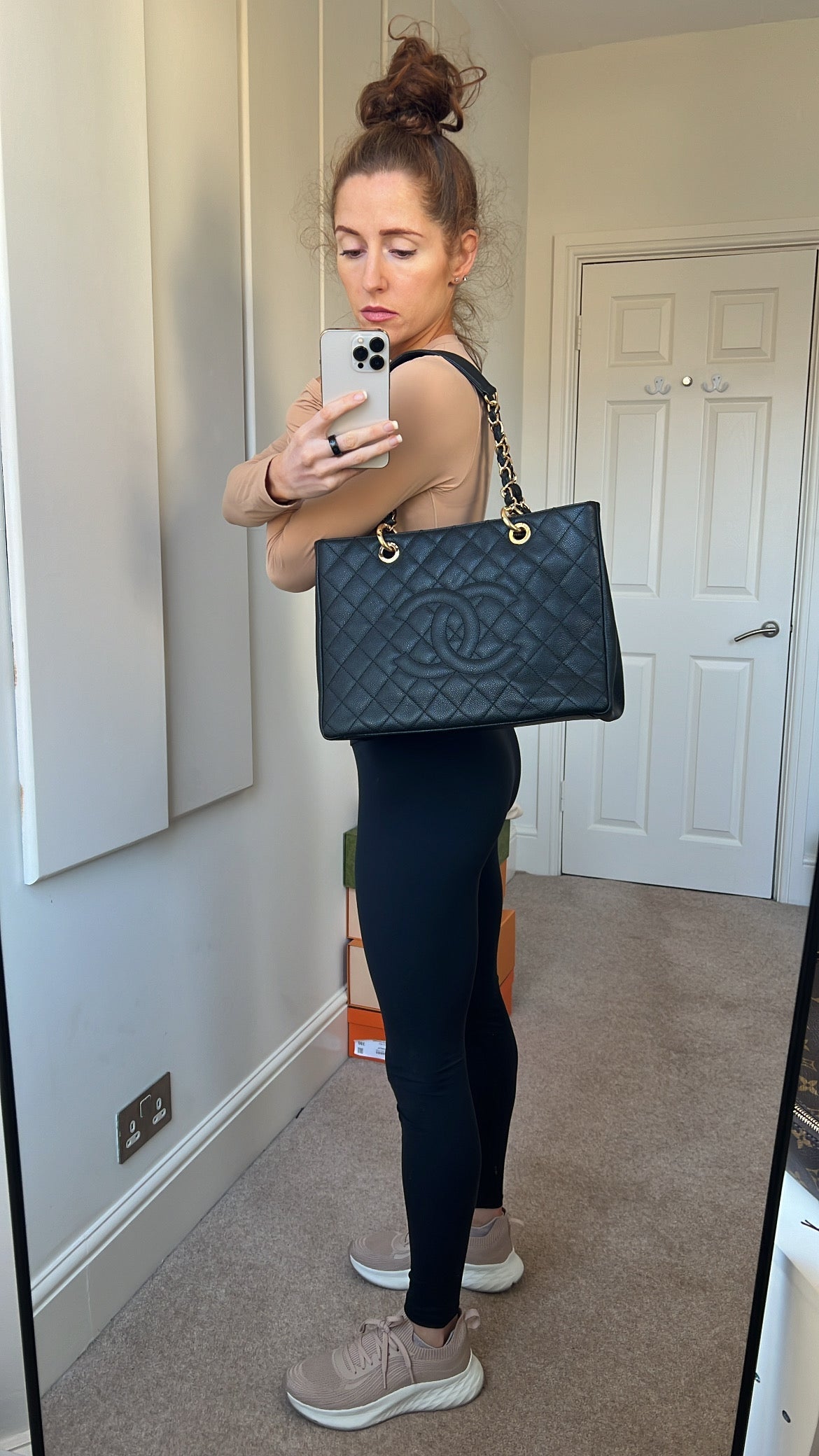 Chanel Black Caviar Grand Shopper Tote Gold Hardware