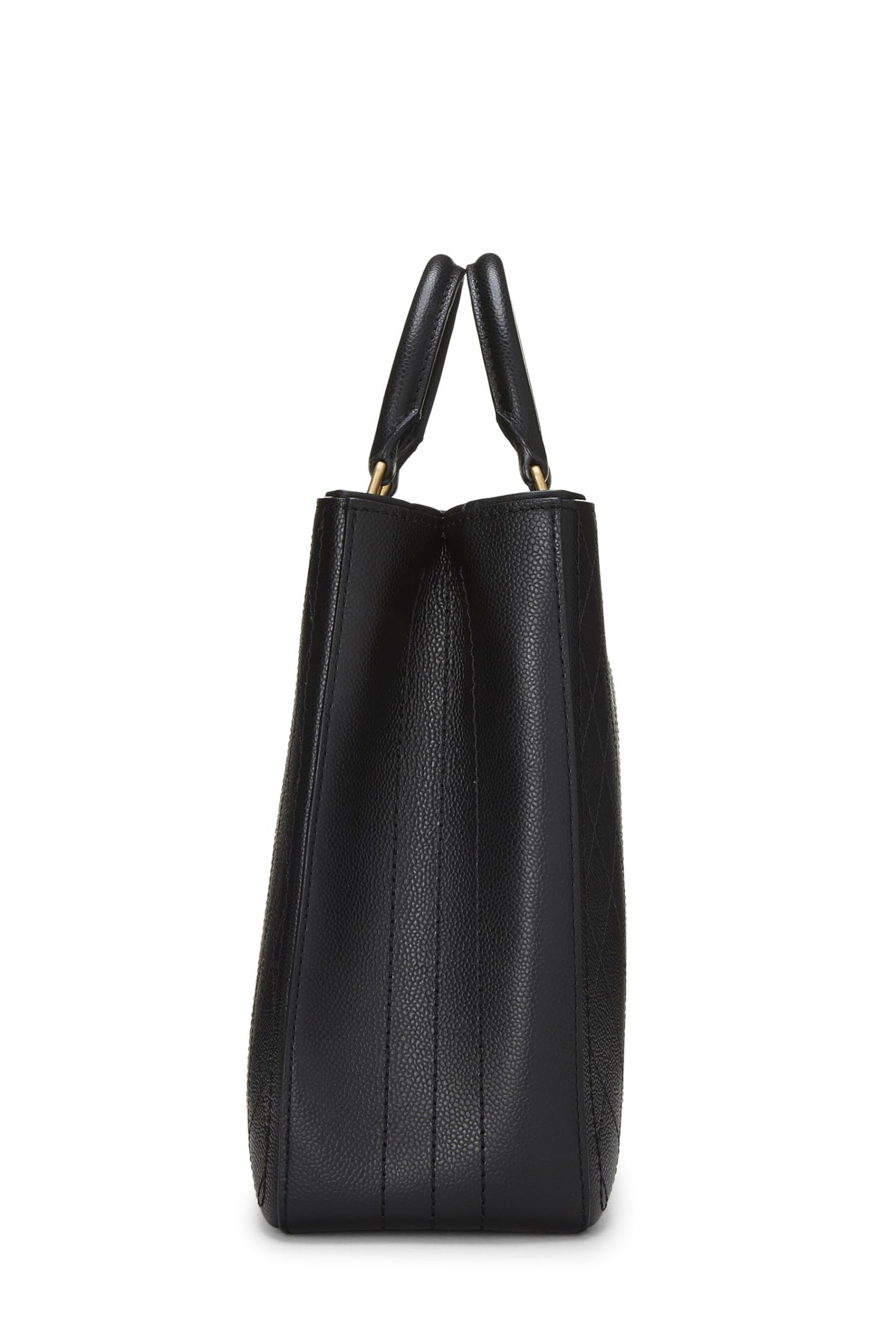 Chanel,  Black Quilted Caviar Shopping Tote Large, Black