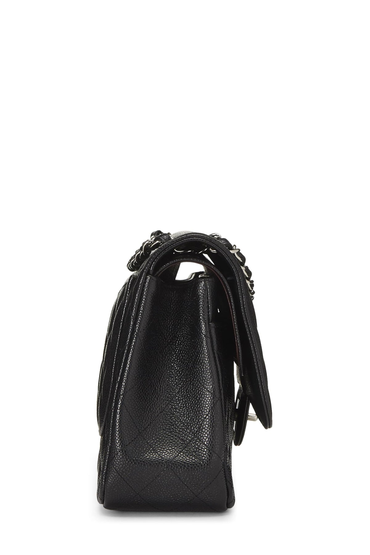 Chanel,  Black Quilted Caviar Leather New Classic Jumbo, Black
