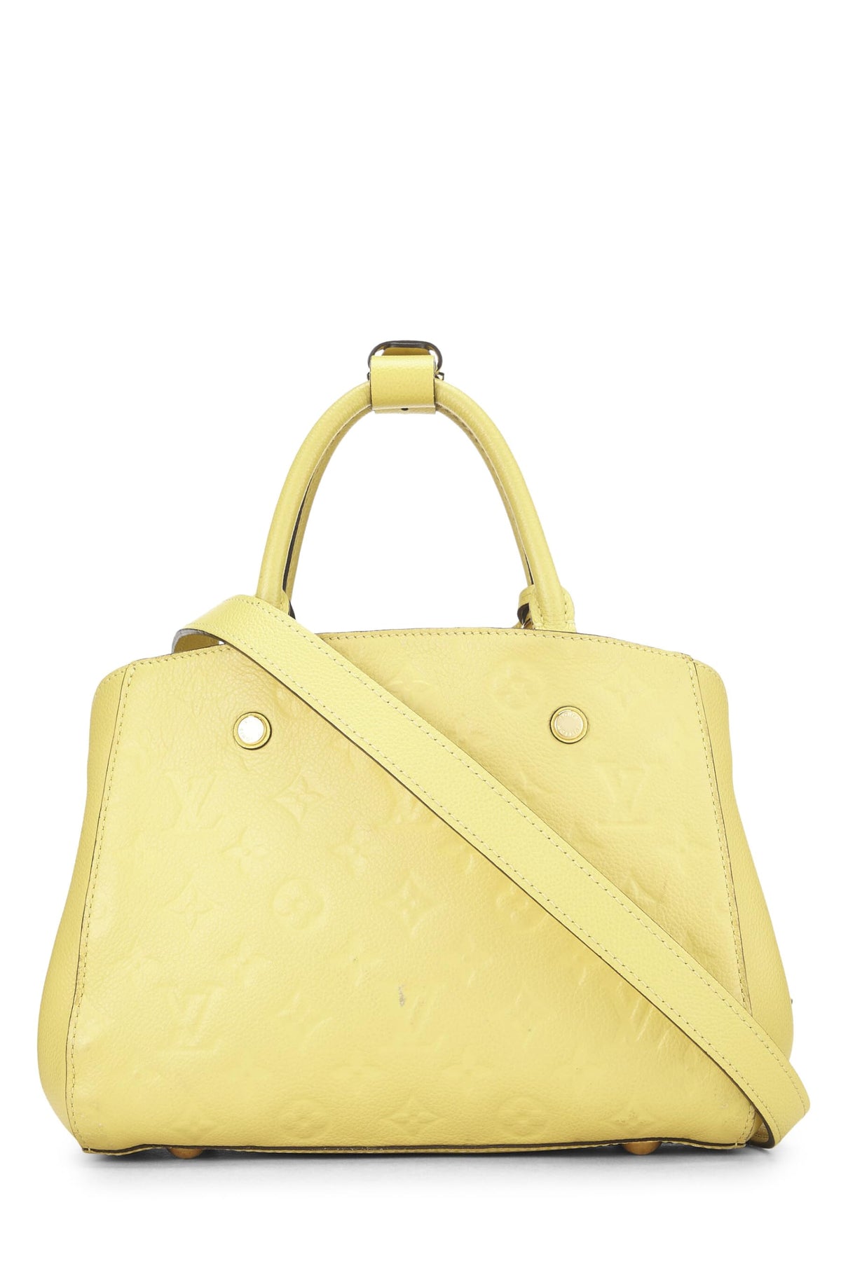 Louis Vuitton,  Citrine Monogram Empreinte Montaigne BB, Yellow