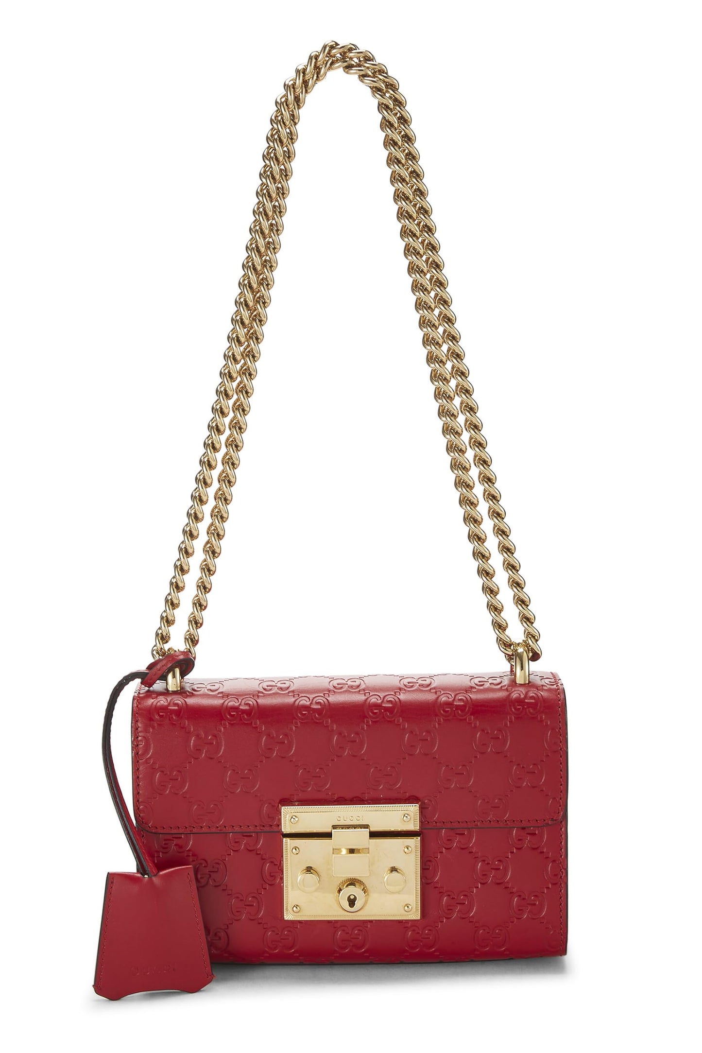 Gucci, Red Guccissima Leather Padlock Bag Small, Red