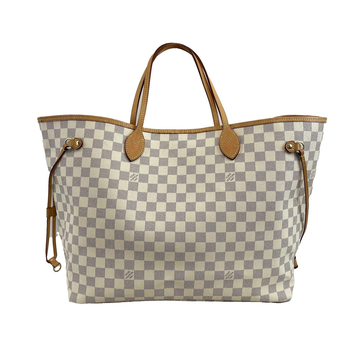 LOUIS VUITTON Neverfull GM Damier Azur W/Pouch White Handbag