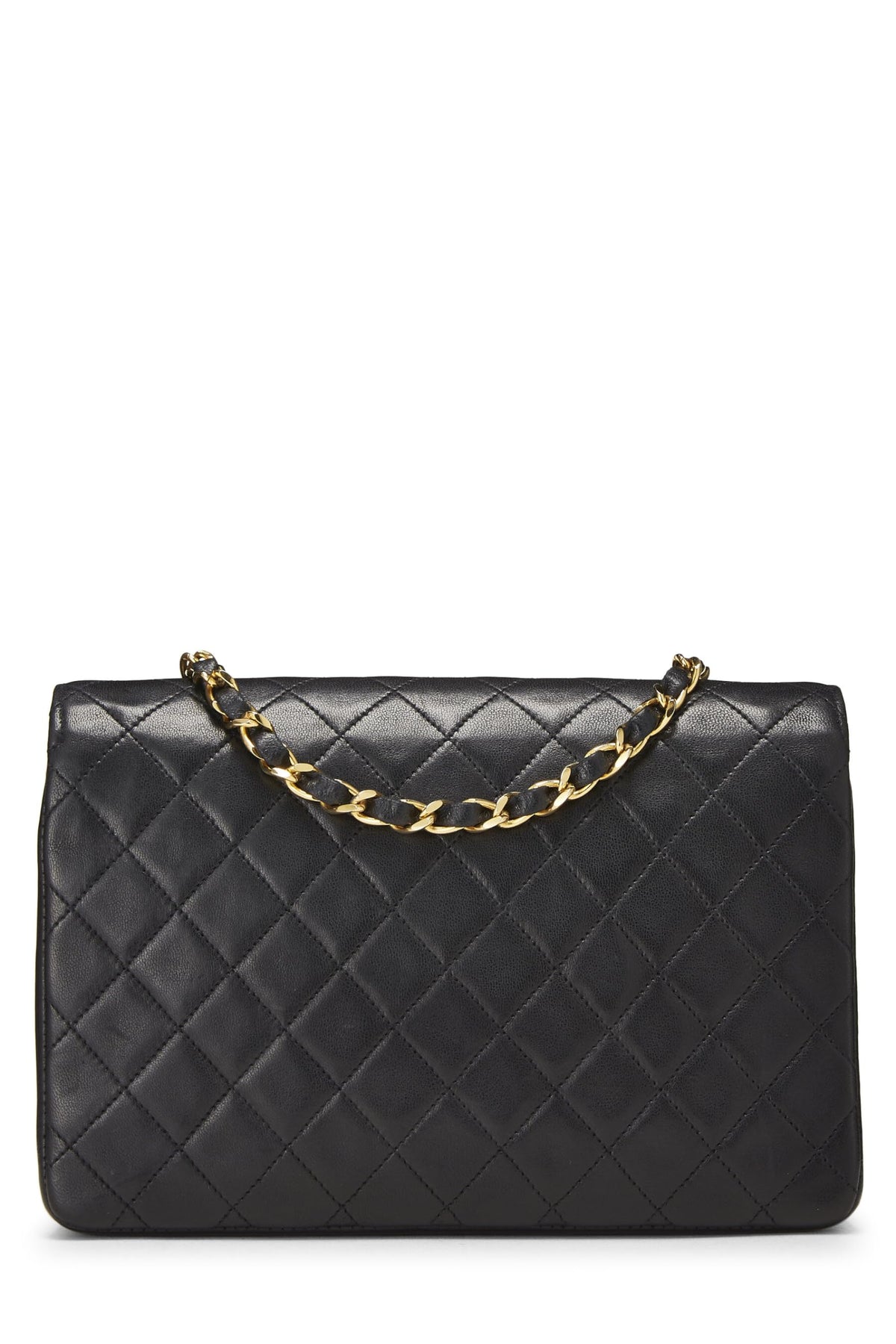 Chanel,  Black Quilted Lambskin Circle Lock Half Flap, Black