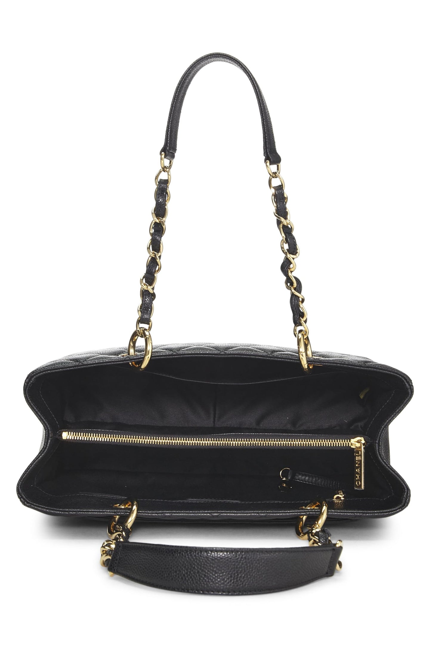 Chanel,  Black Quilted Caviar Grand Shopping Tote (GST), Black