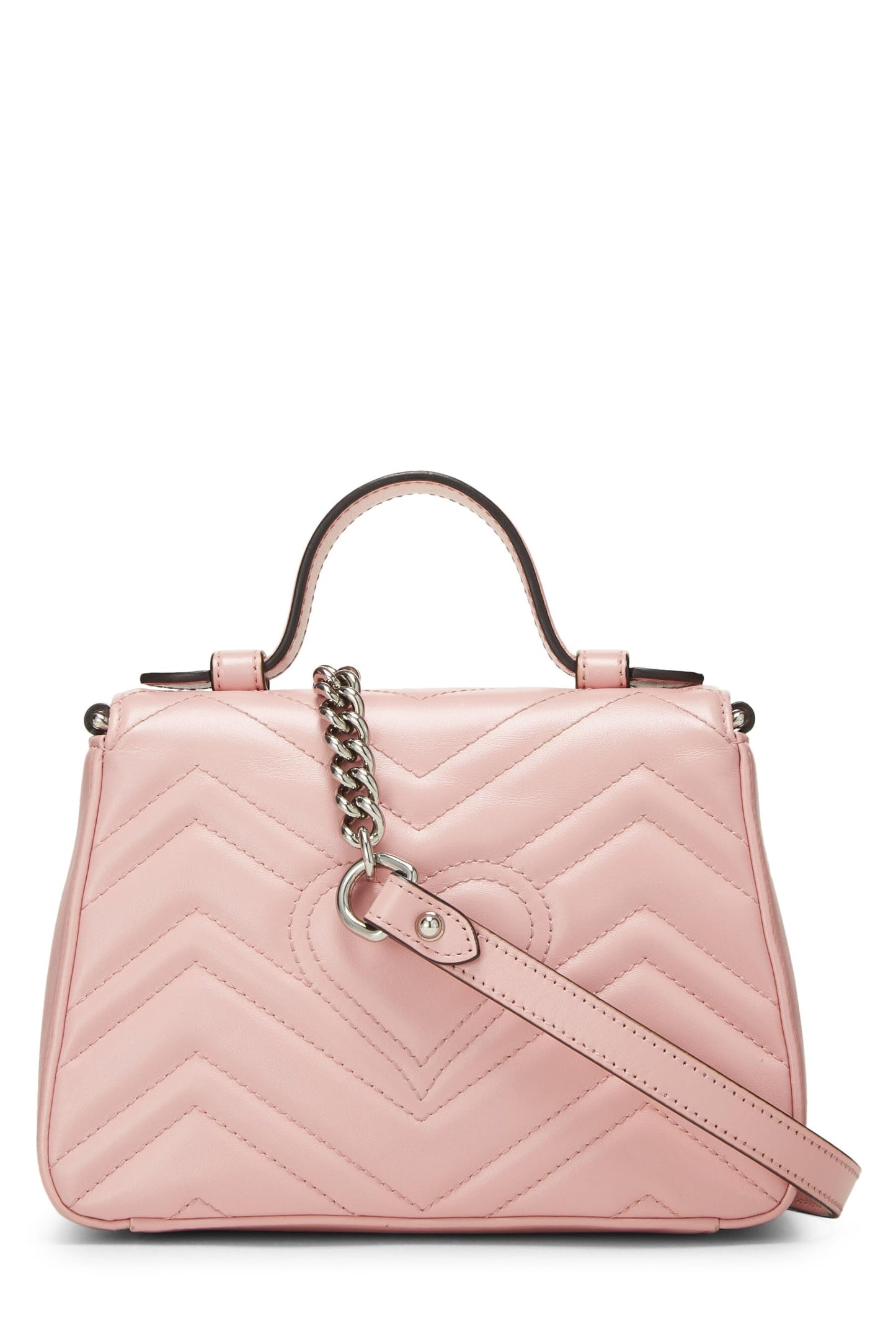 Gucci, Pink Leather GG Marmont Top Handle Bag Mini, Pink
