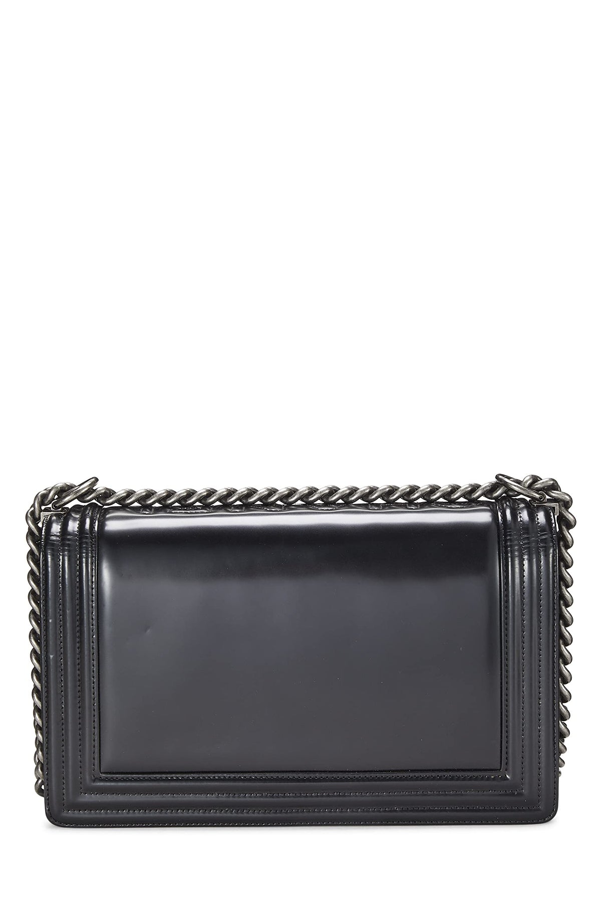 Chanel,  Black Calfskin Reverso Boy Bag Large, Black